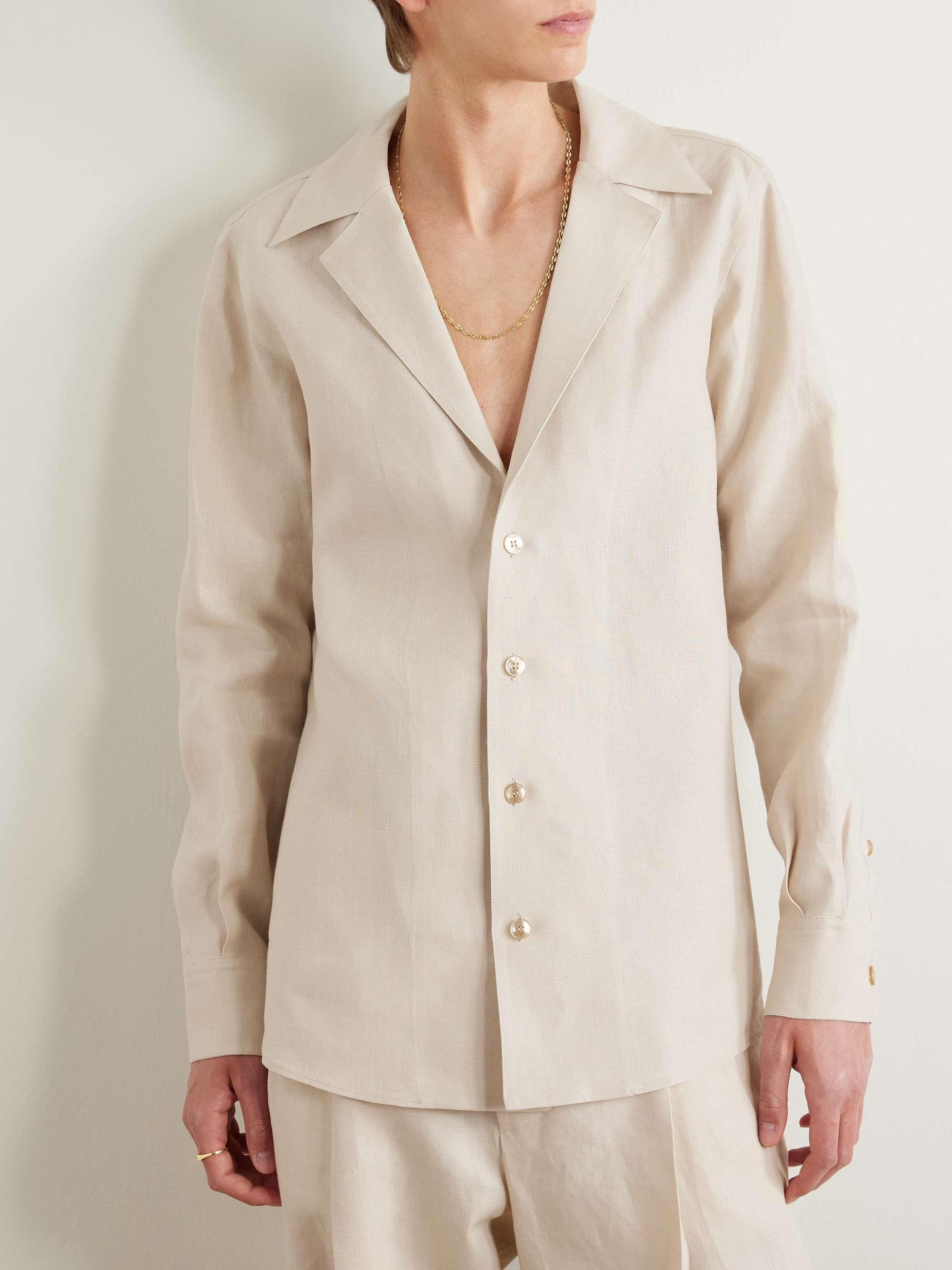 Camp-Collar Linen Shirt view