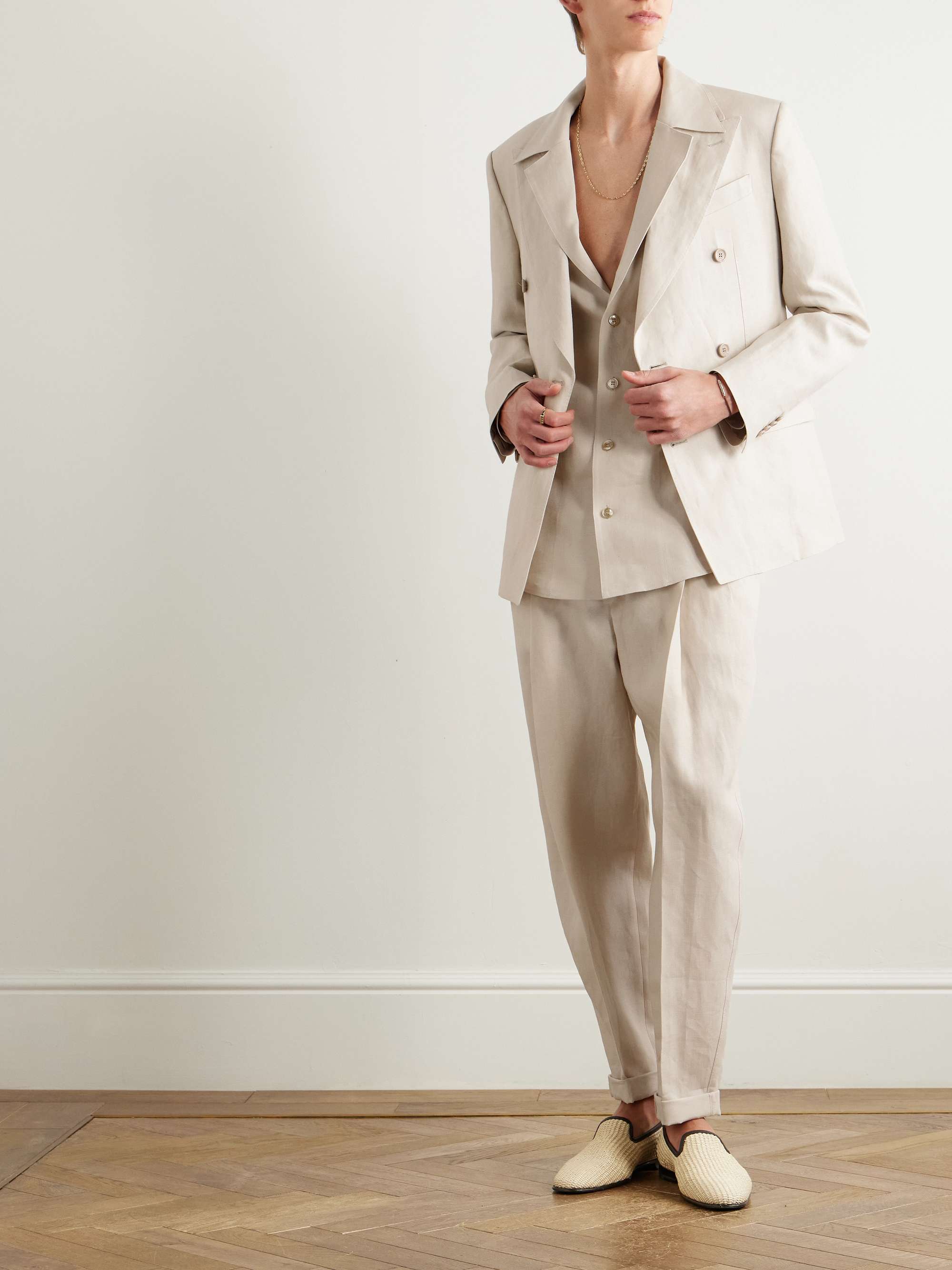 Camp-Collar Linen Shirt view