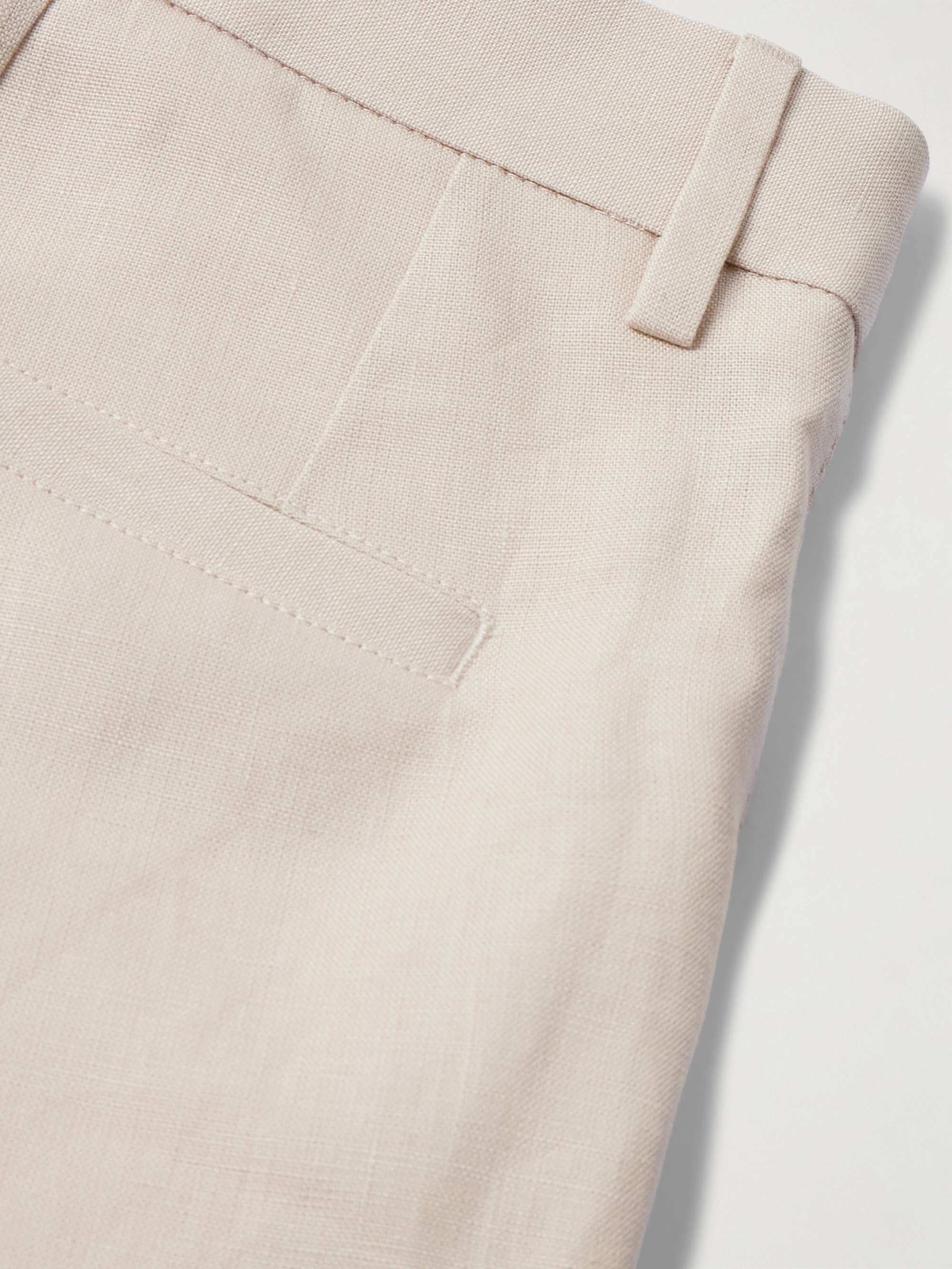 Straight-Leg Pleated Linen Trousers view