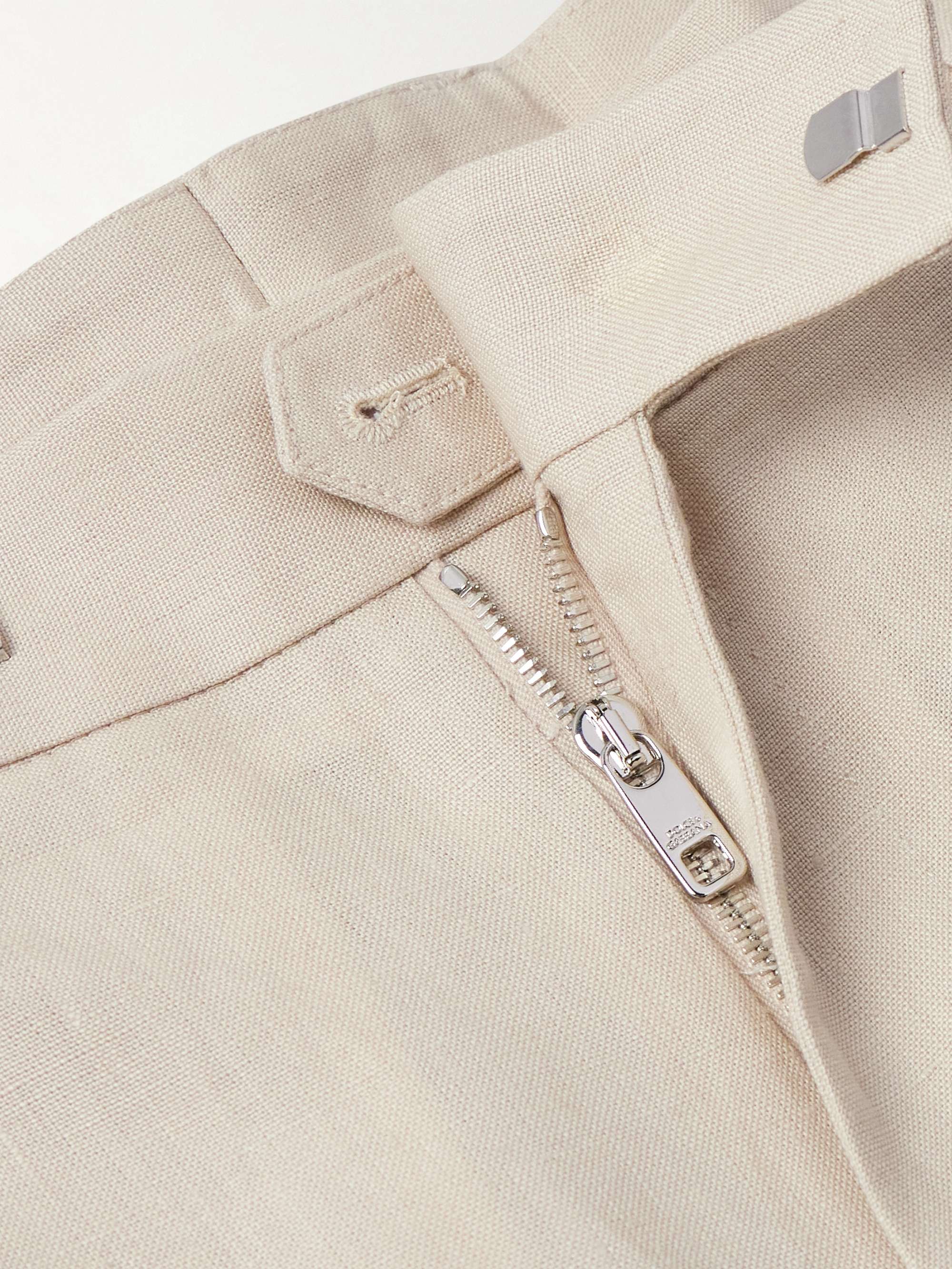 Straight-Leg Pleated Linen Trousers view