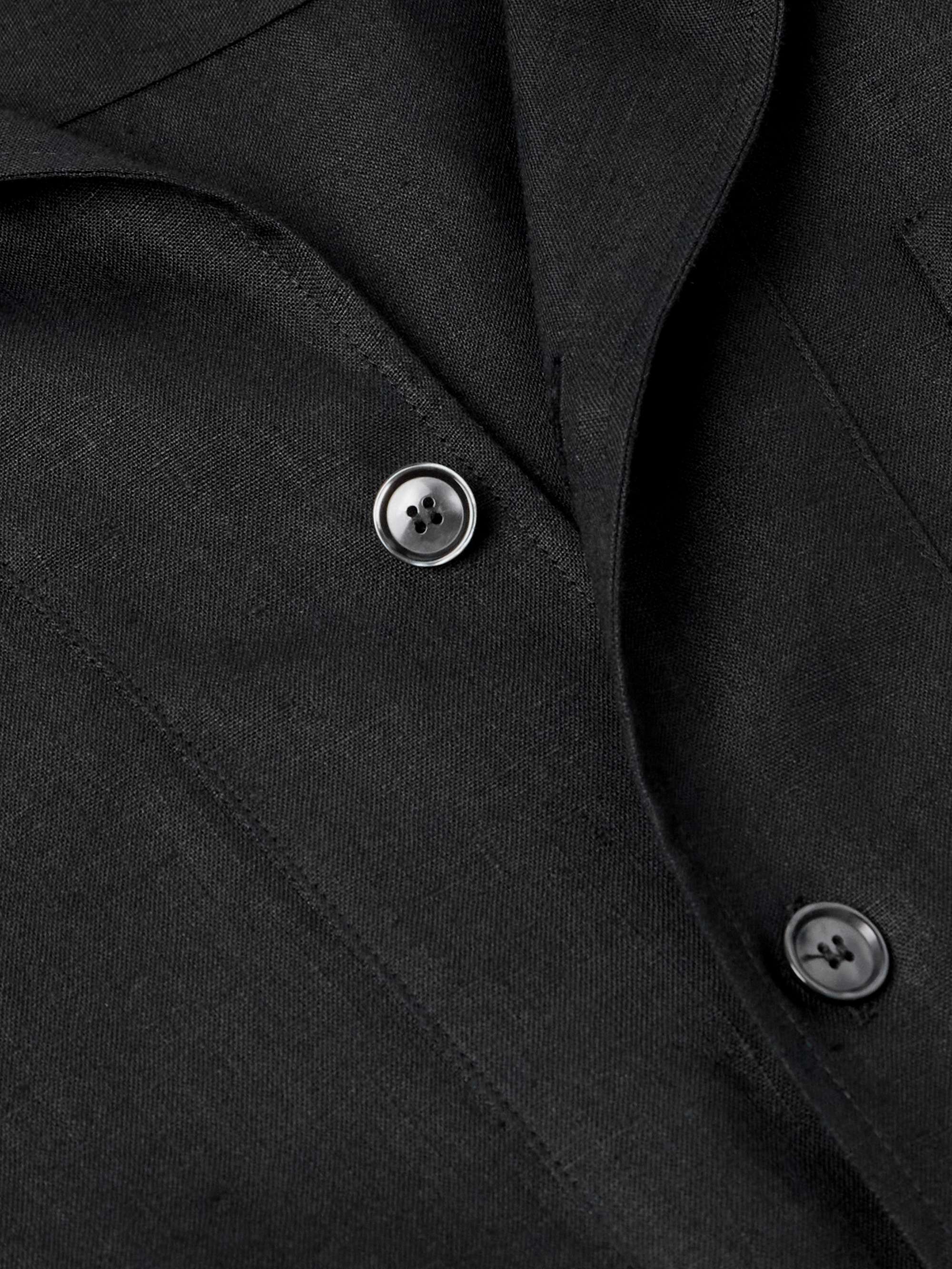 Camp-Collar Linen Half-Placket Shirt view