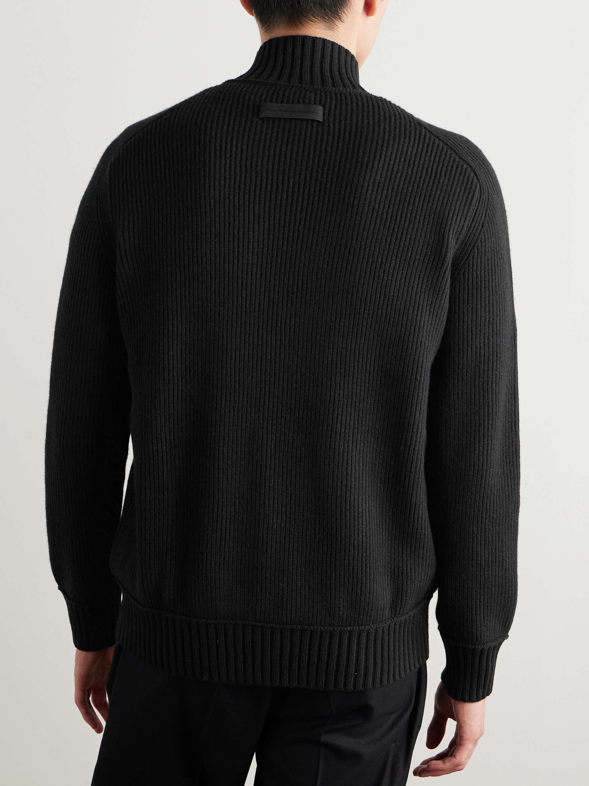 Ribbed Oasi Cashmere Zip-Up Cardigan view