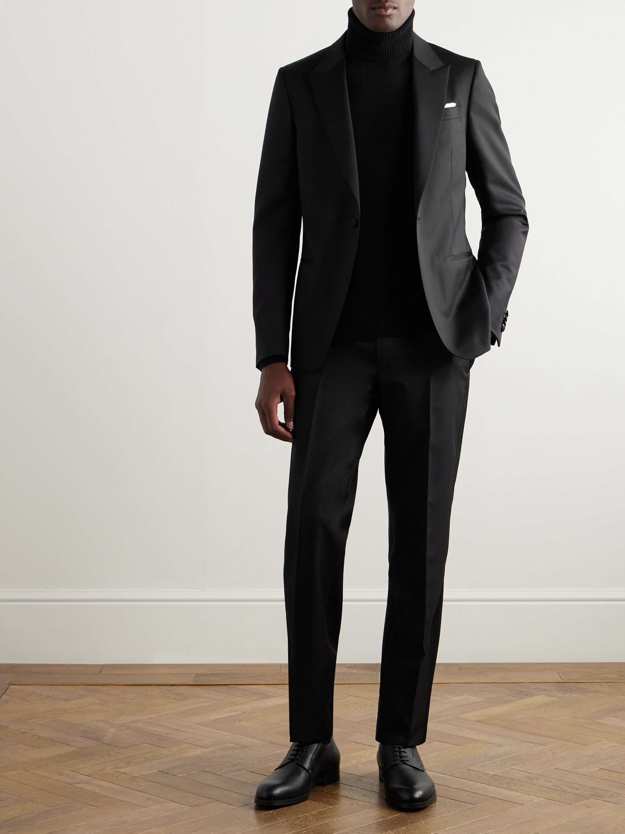 Straight-Leg Satin-Trimmed Wool and Mohair-Blend Tuxedo Trousers view
