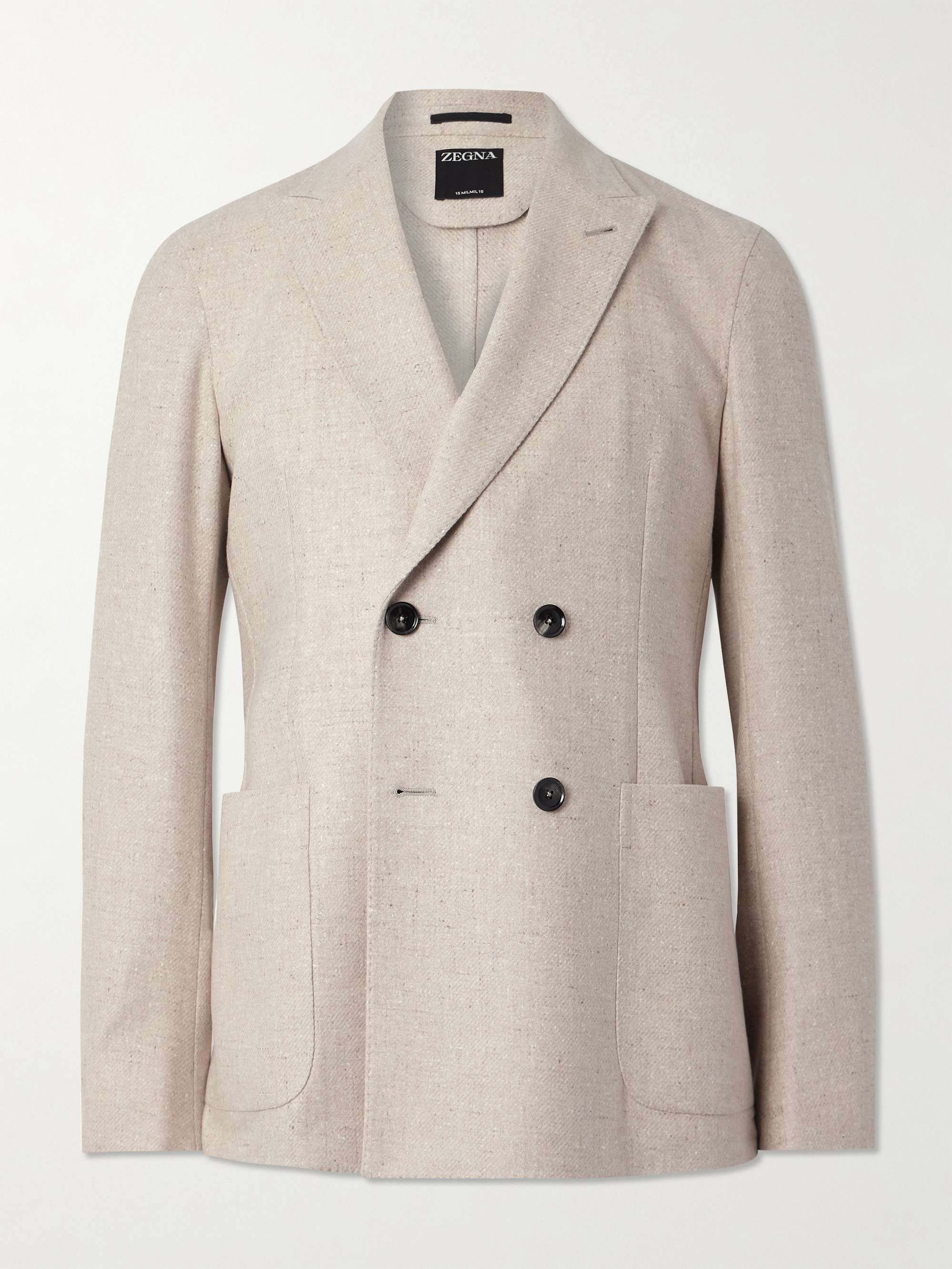 Unstructured Double-Breasted Wool and Cashmere-Blend Blazer view