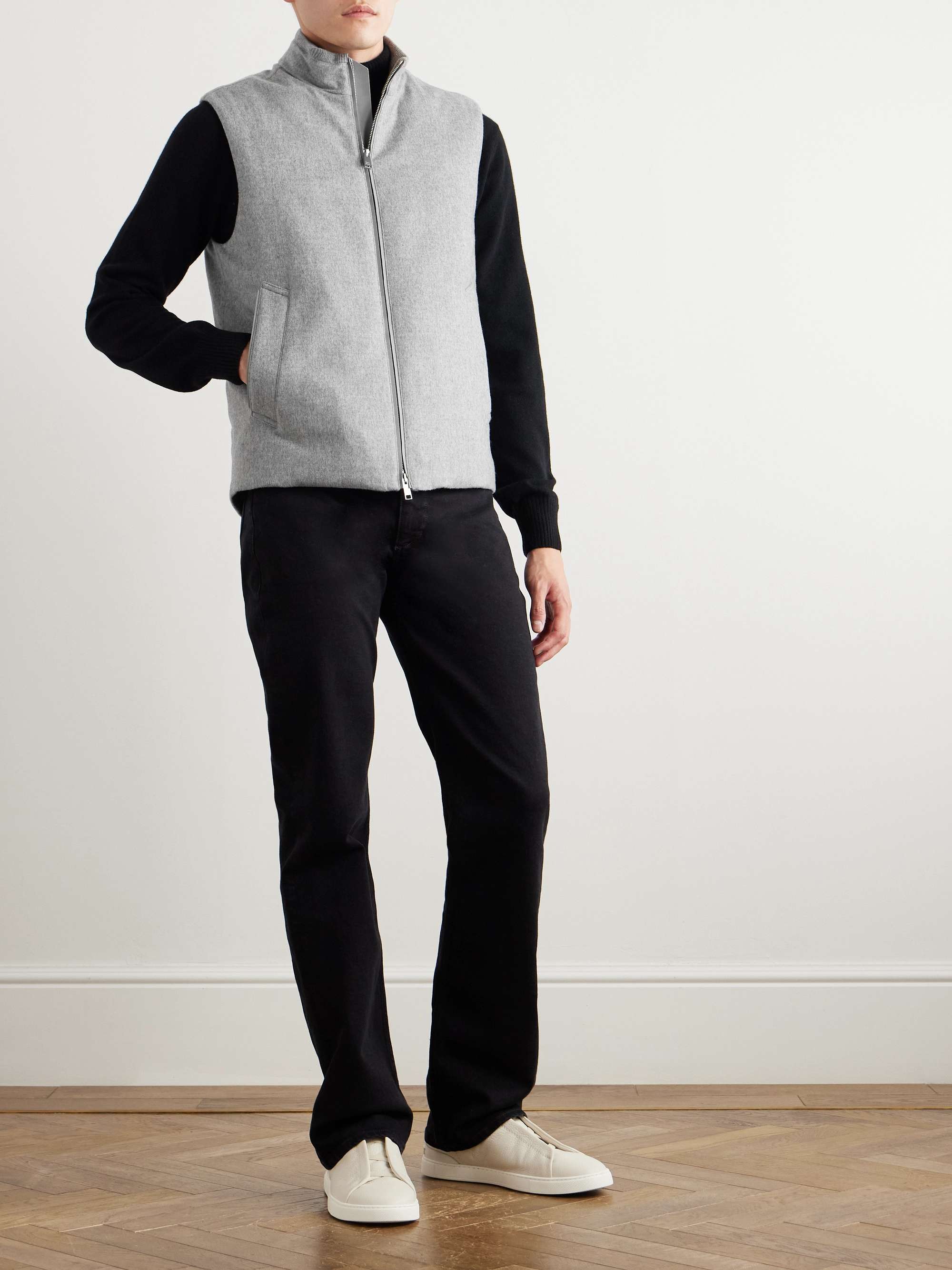 Elements Leather-Trimmed Oasi Cashmere Down Gilet view