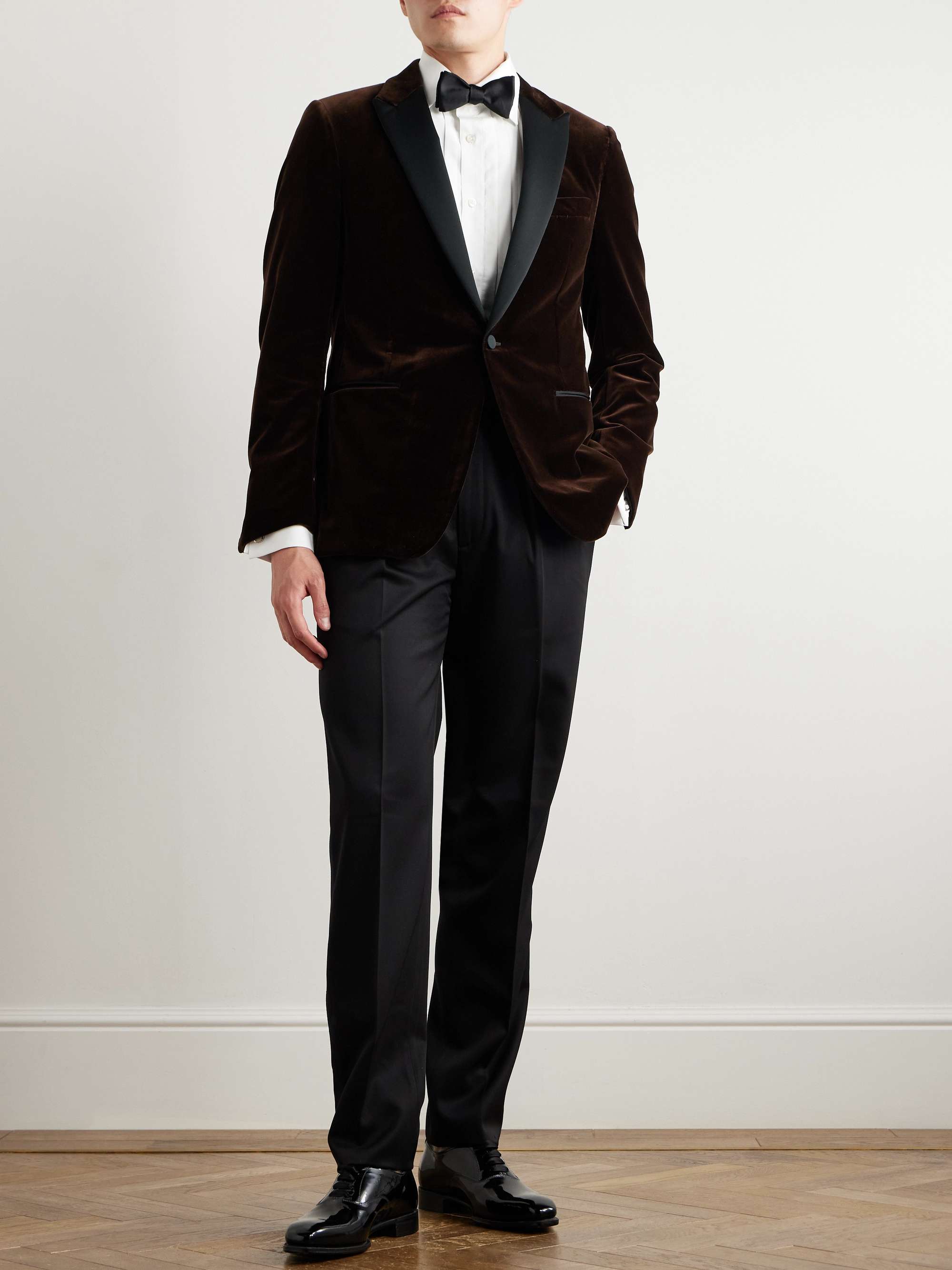 Satin-Trimmed Cotton-Velvet Tuxedo Jacket view
