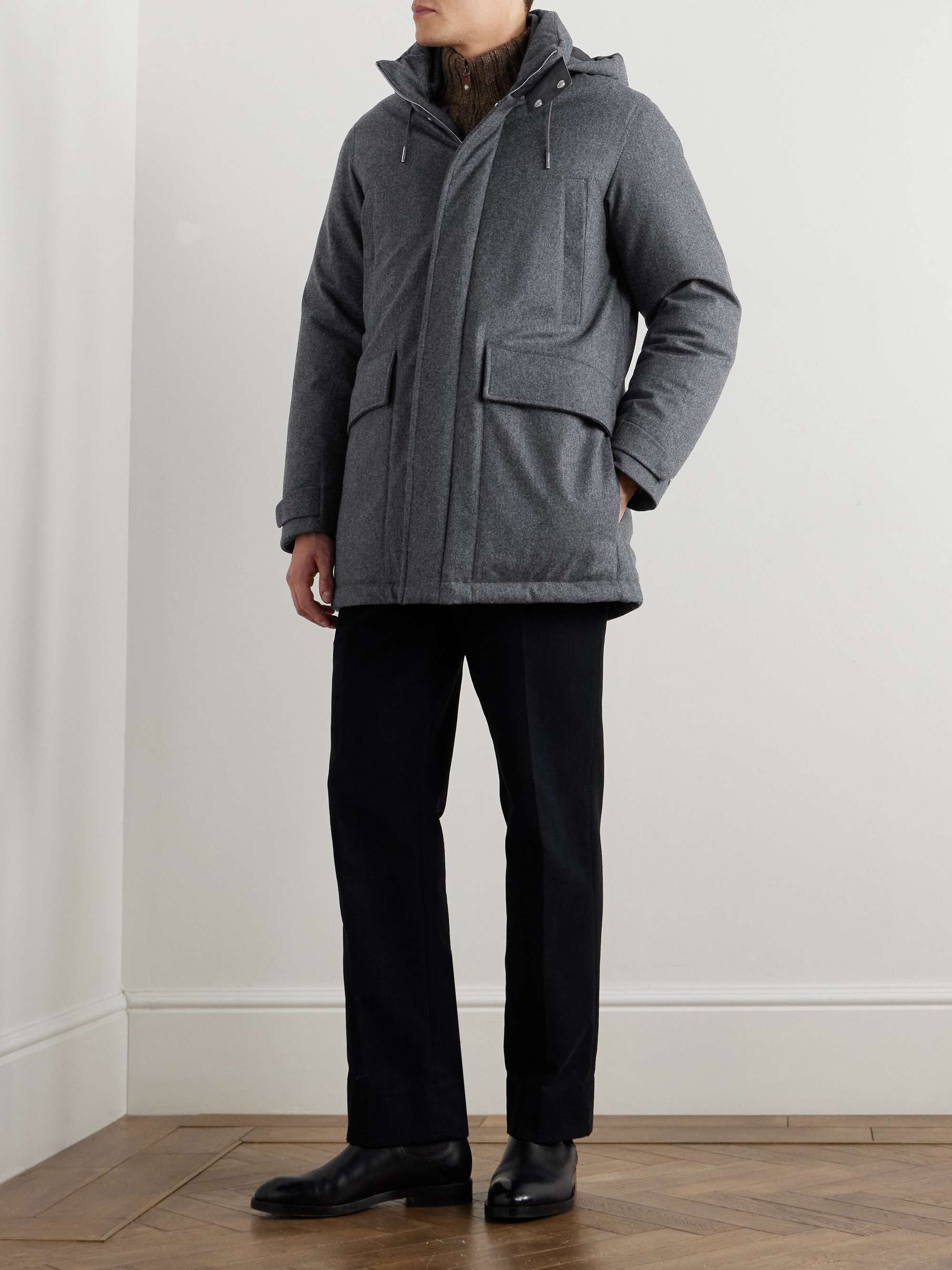 Suede-Trimmed TECHMERINO™ Wool Hooded Down Parka view
