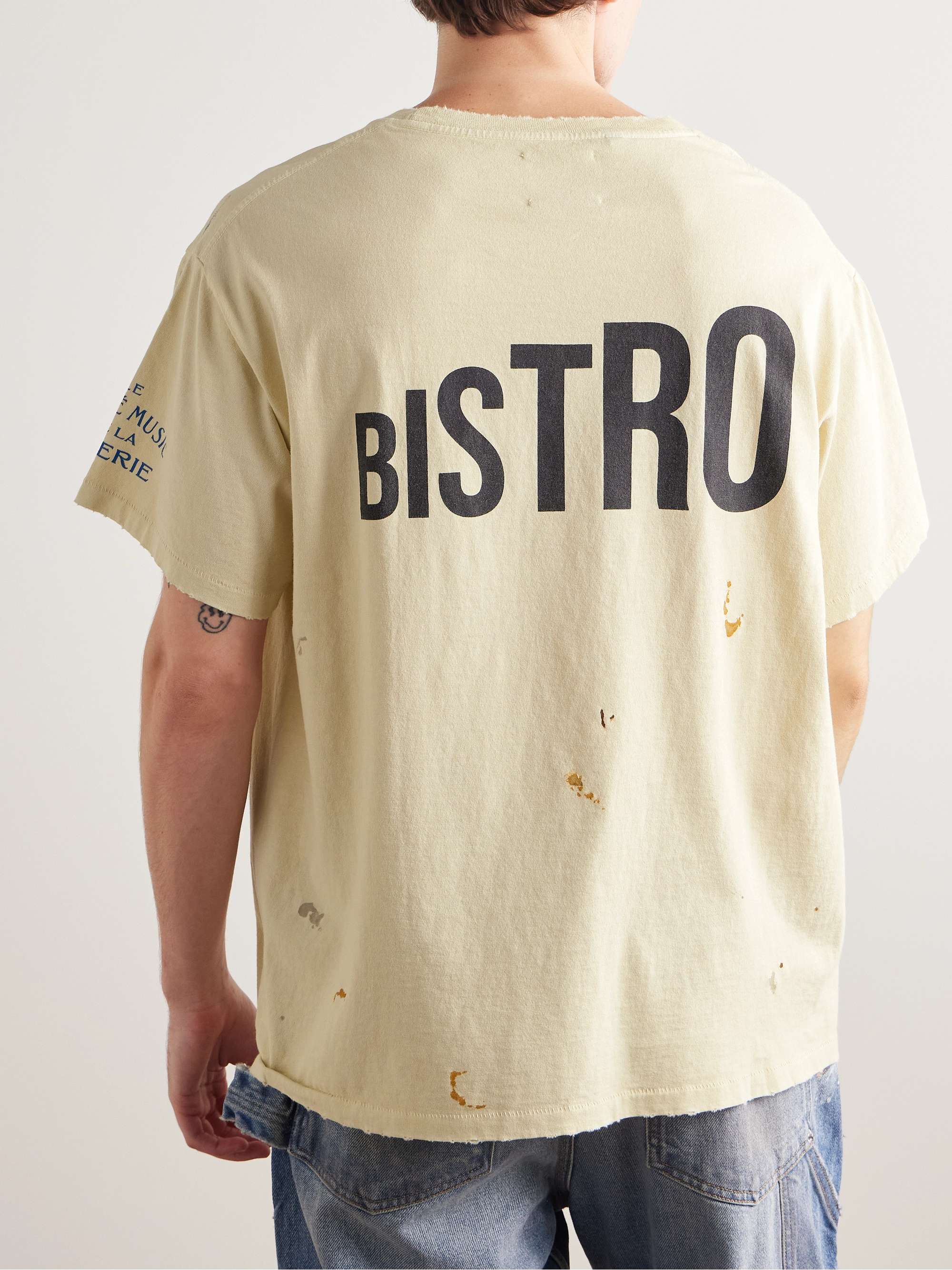 Paint-Splattered Distressed Printed Cotton-Jersey T-Shirt view