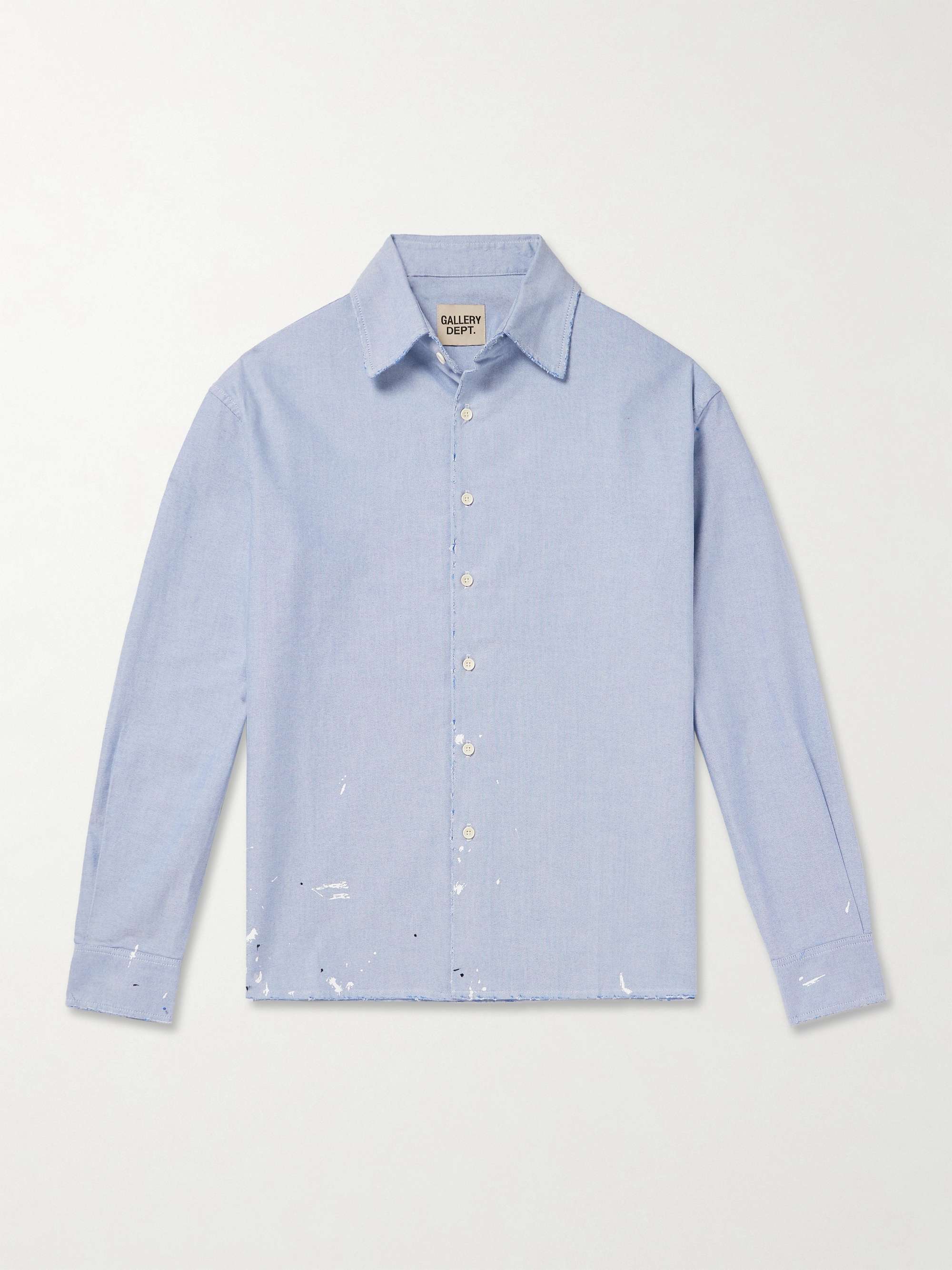 Starr Distressed Paint-Splattered Cotton Oxford Shirt view