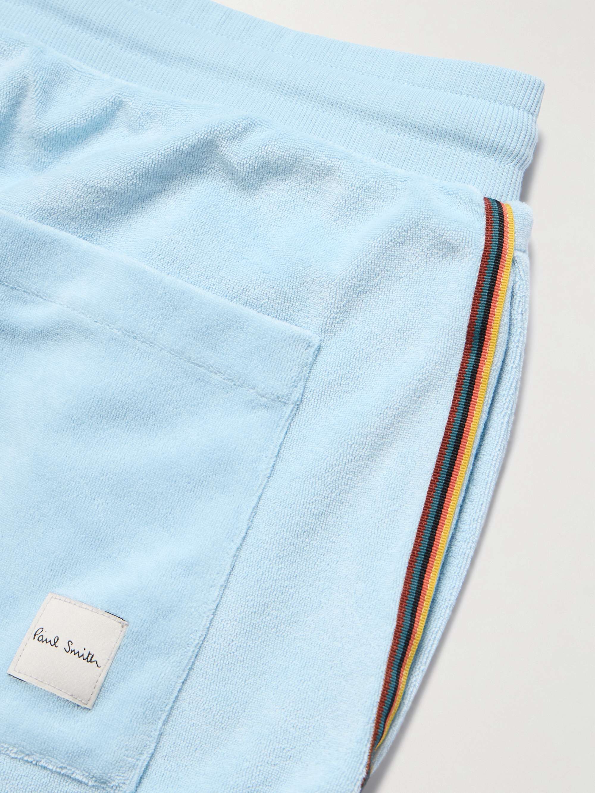 Striped Grosgrain-Trimmed Cotton-Blend Terry Shorts view