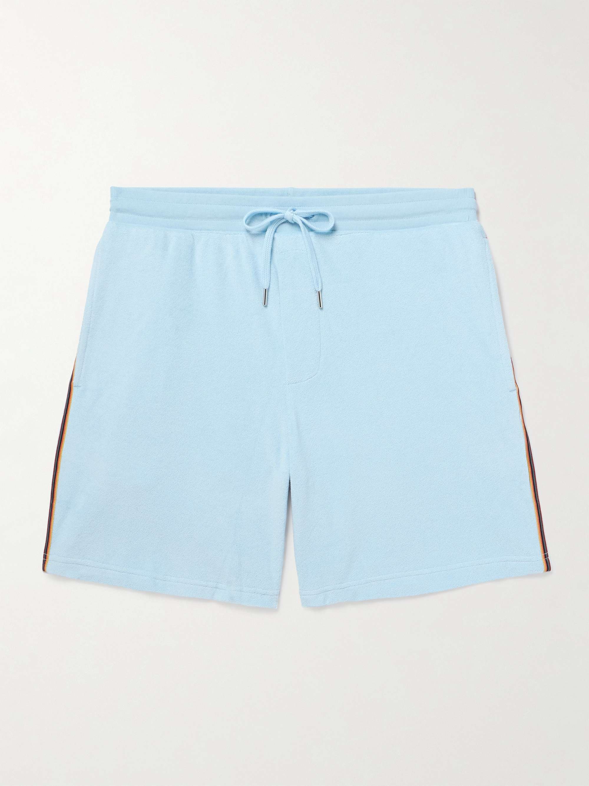Striped Grosgrain-Trimmed Cotton-Blend Terry Shorts view