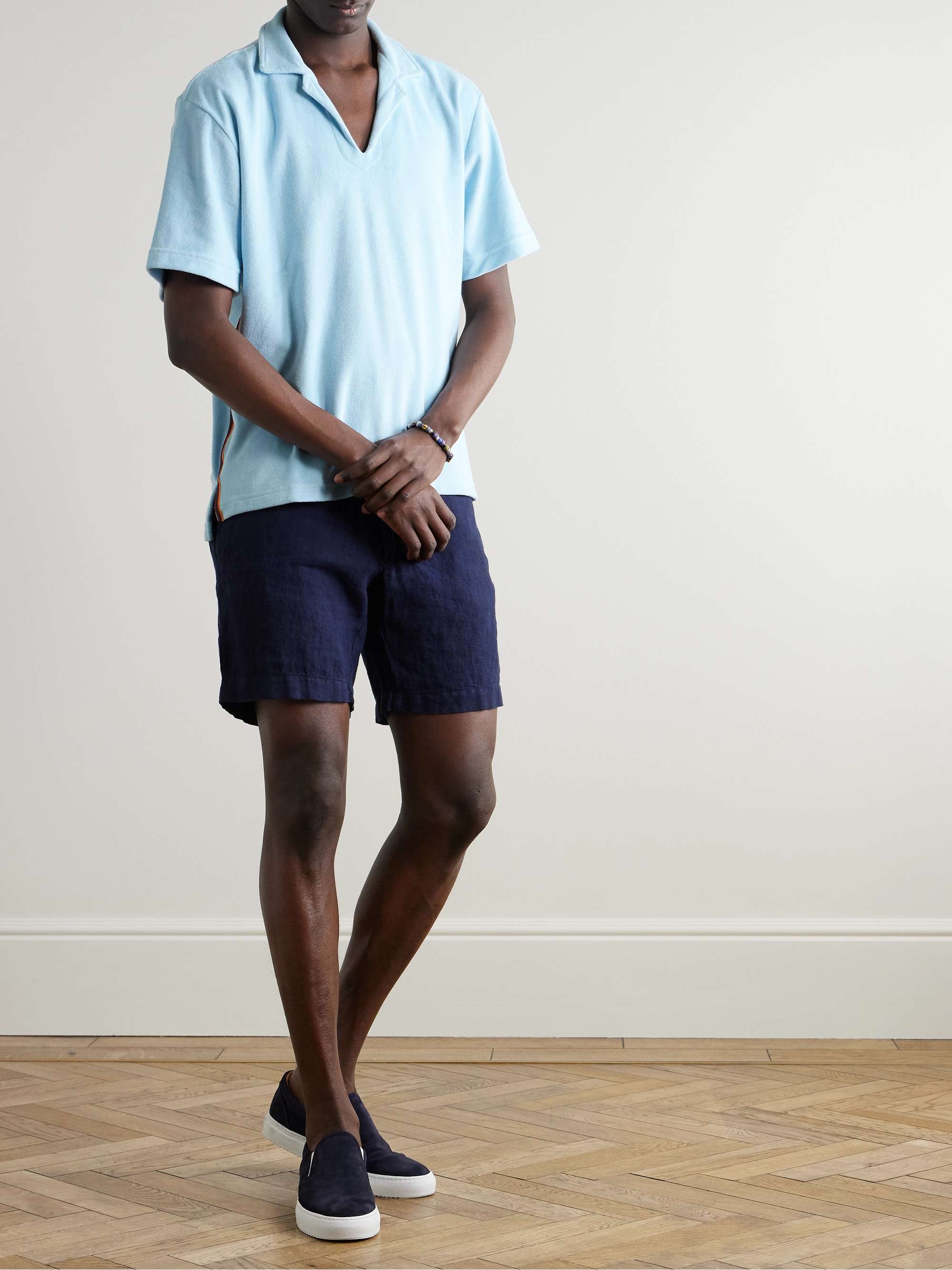 Webbing-Trimmed Cotton-Blend Terry Polo Shirt view