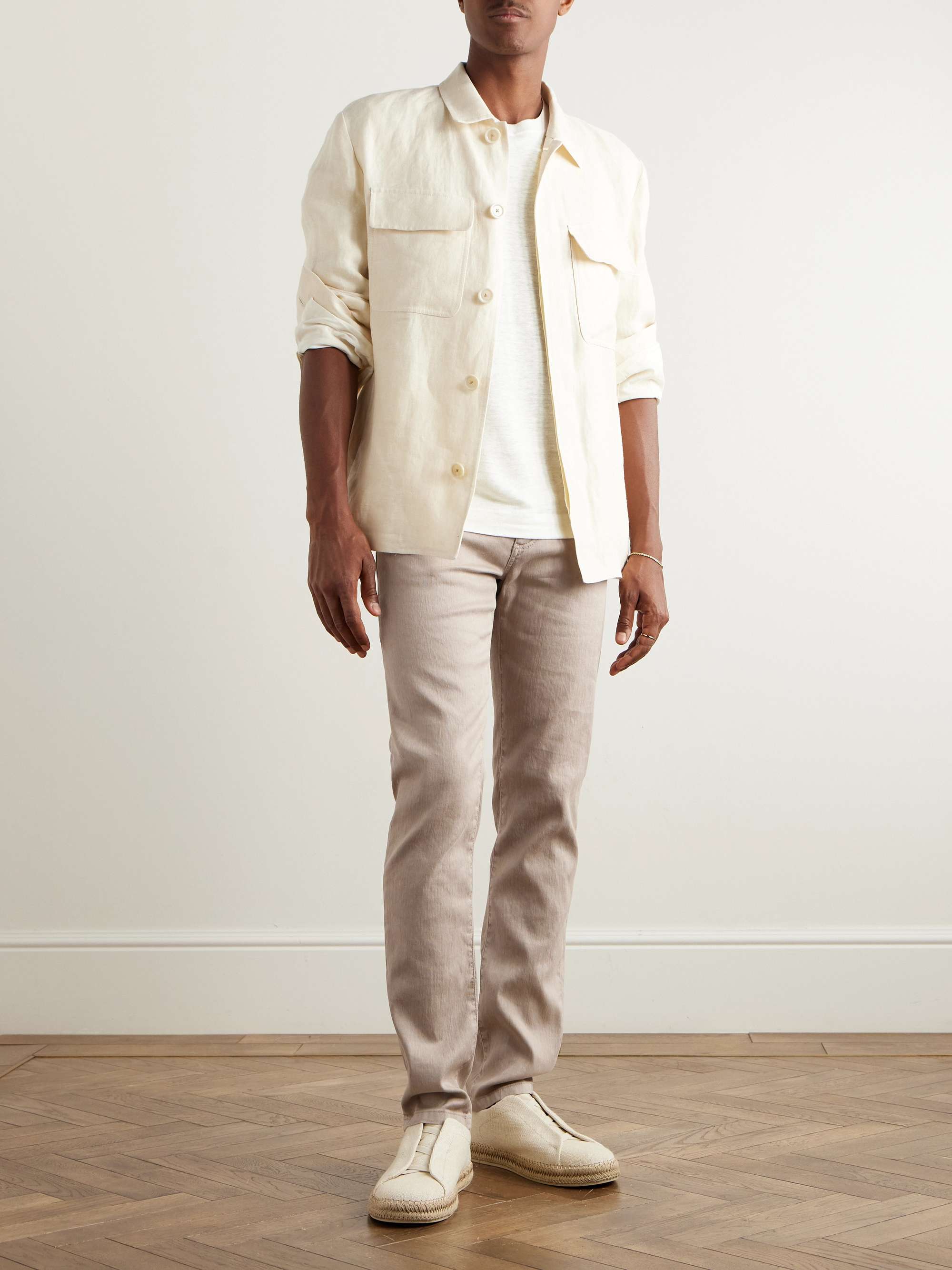 Roccia Slim-Fit Straight-Leg Linen-Blend Trousers view