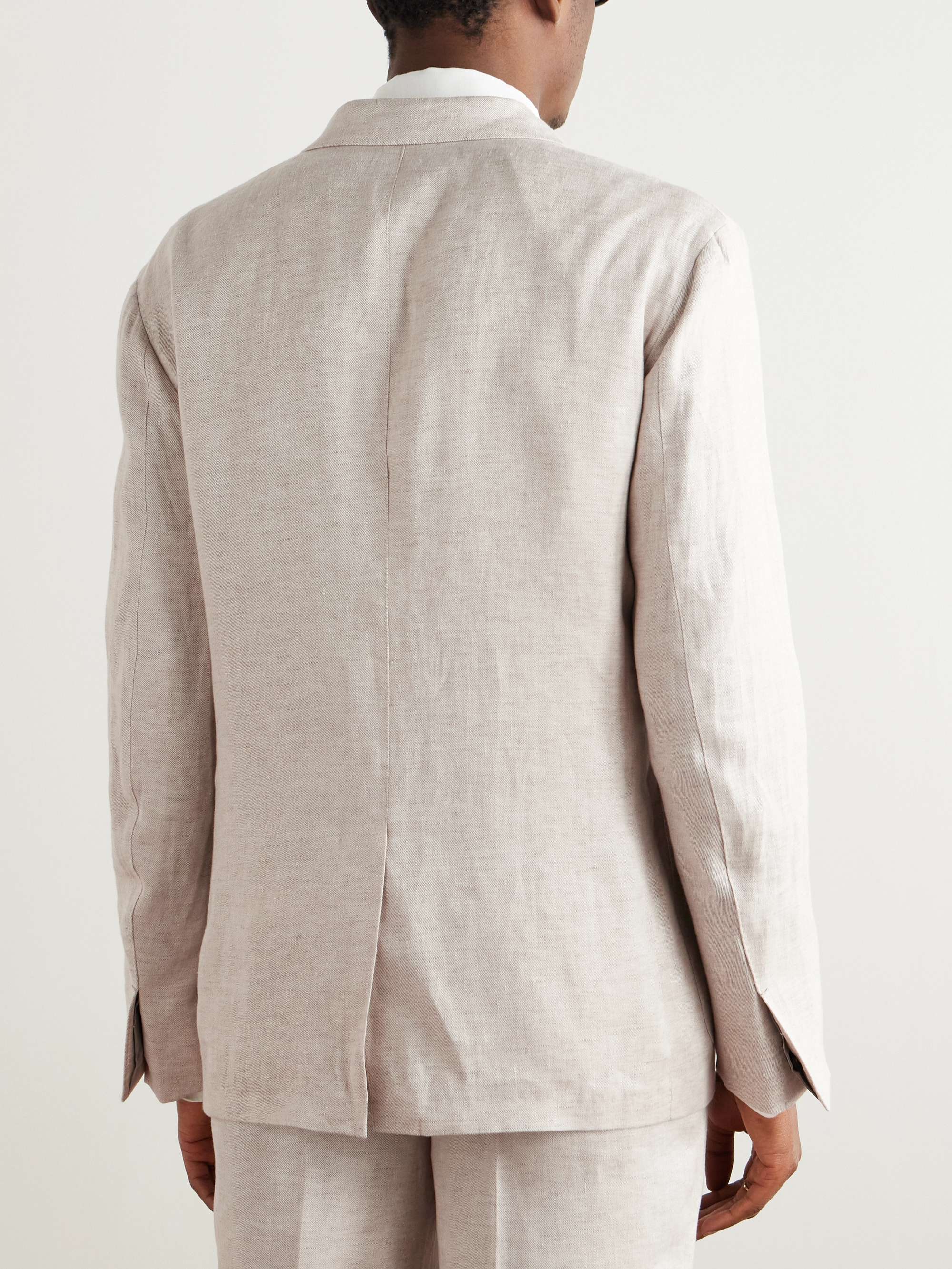 Double-Breasted Linen-Twill Suit Jacket view