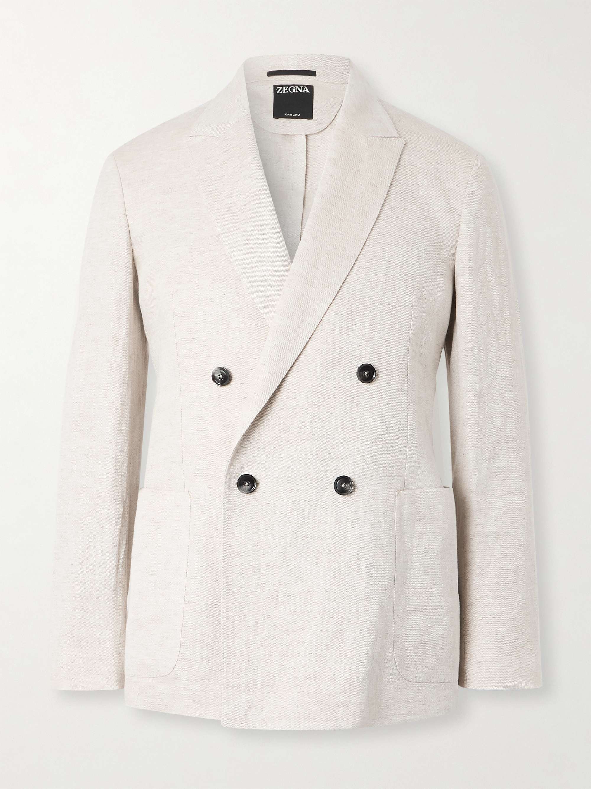 Double-Breasted Linen-Twill Suit Jacket view