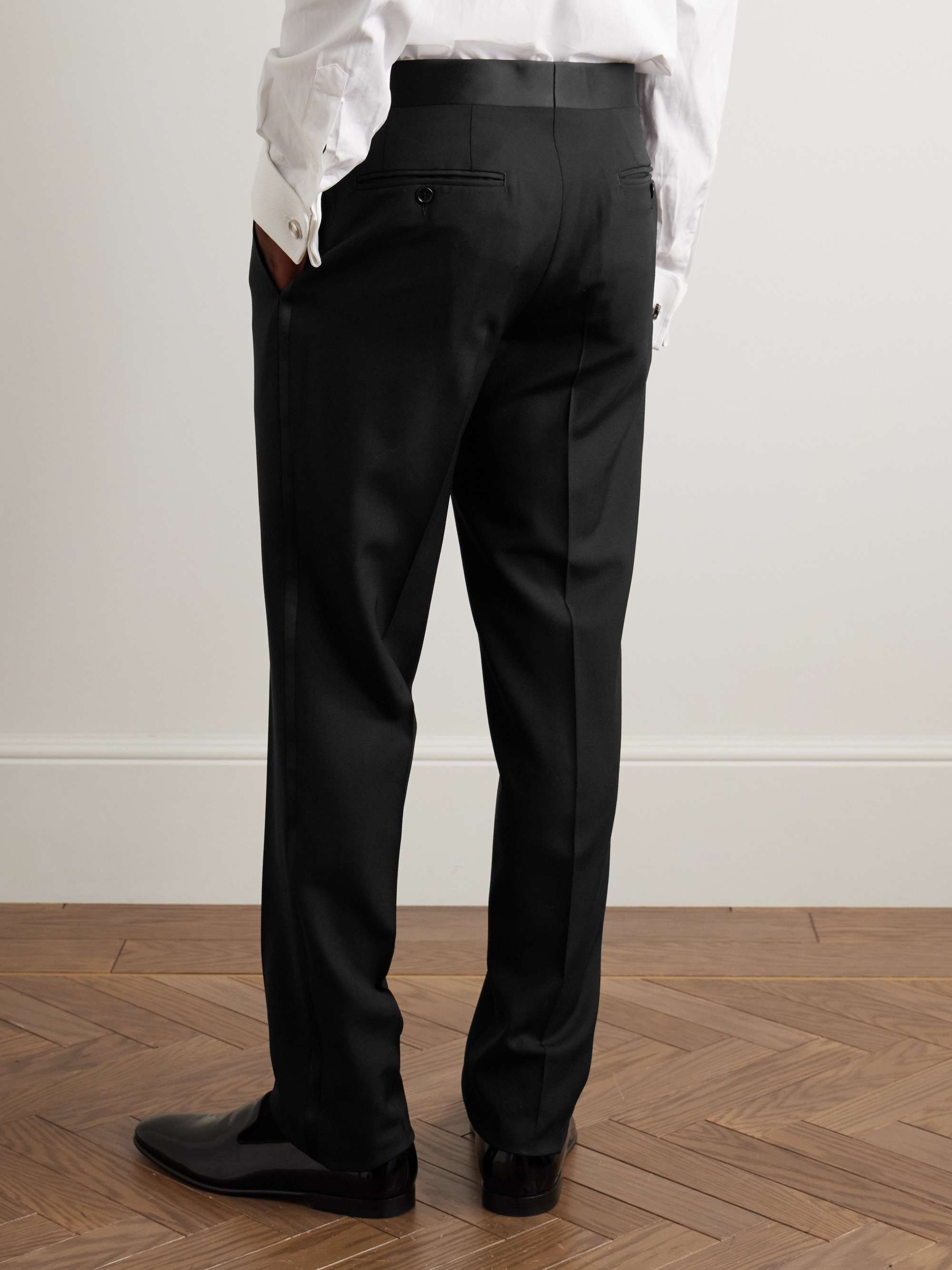 Slim-Fit Satin-Trimmed Wool Tuxedo Trousers view