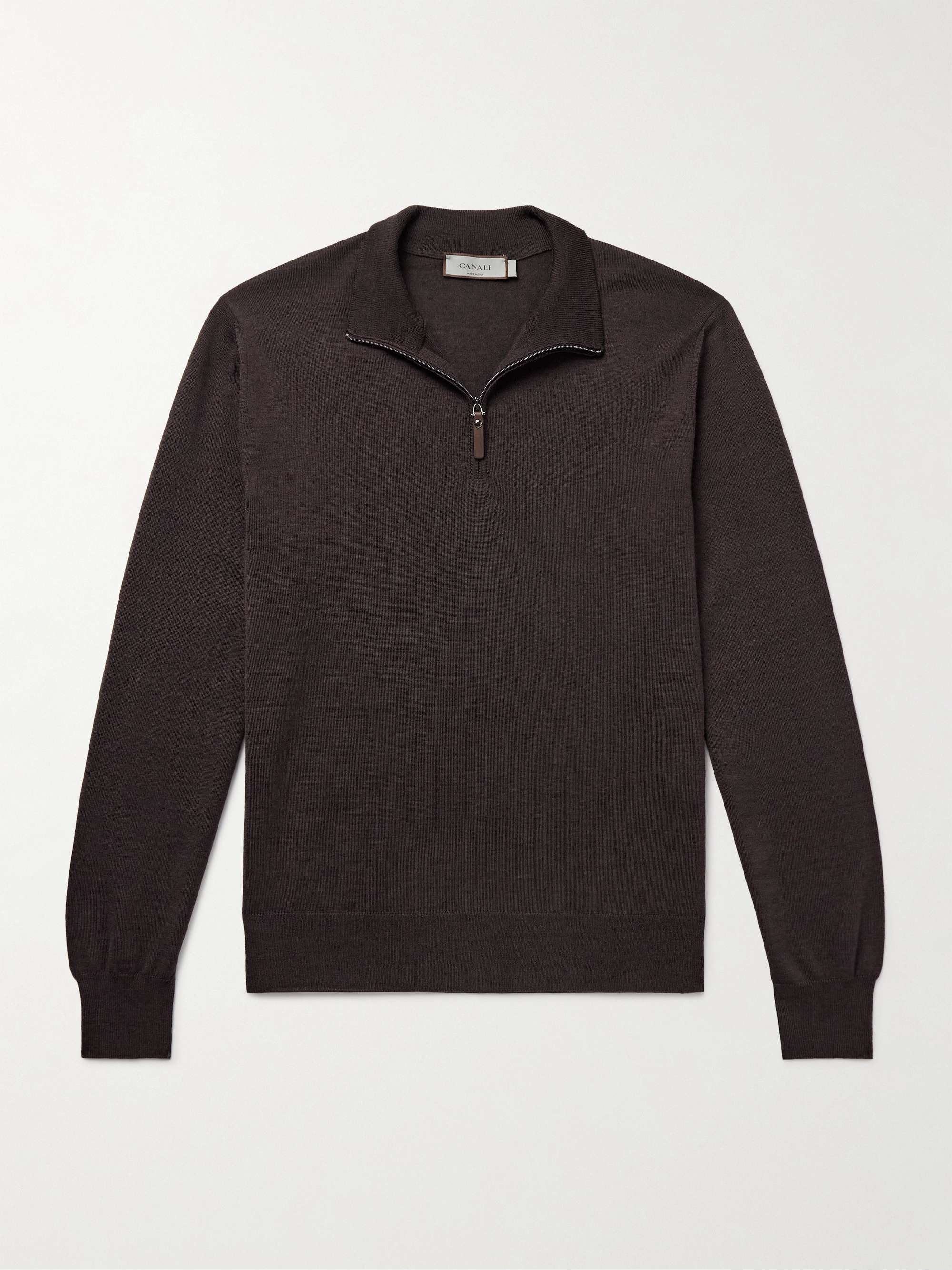Slim-Fit Merino Wool Half-Zip Sweater view