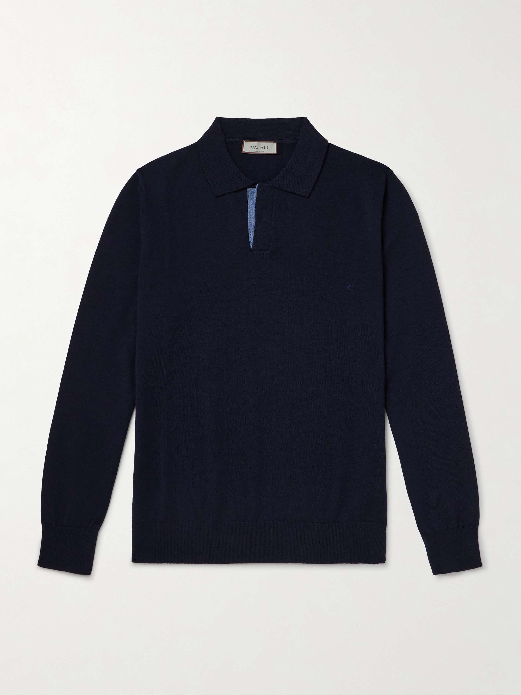 Slim-Fit Wool Polo Shirt view