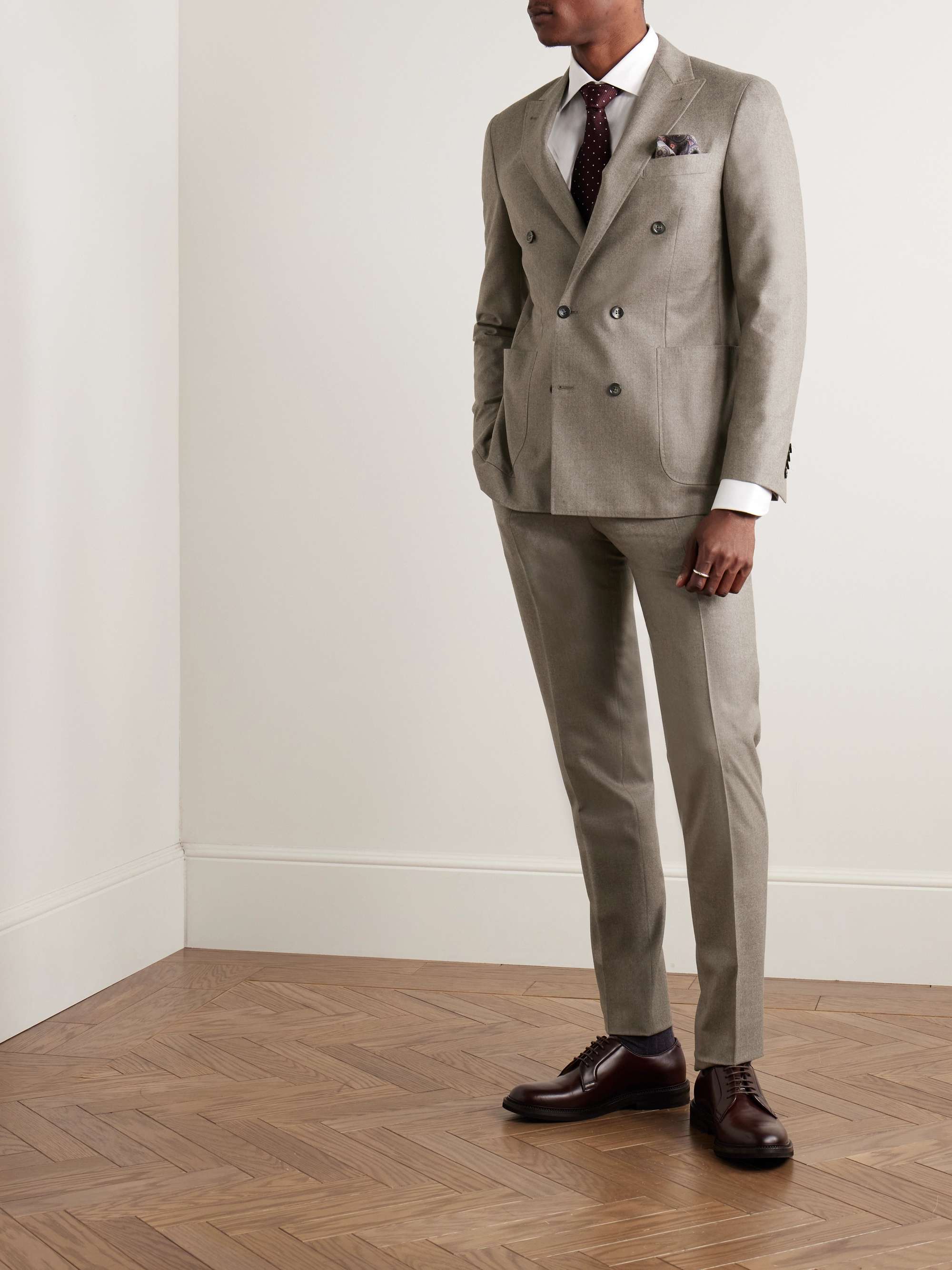 Kei Slim-Fit Double-Breasted Wool-Flannel Suit Jacket view