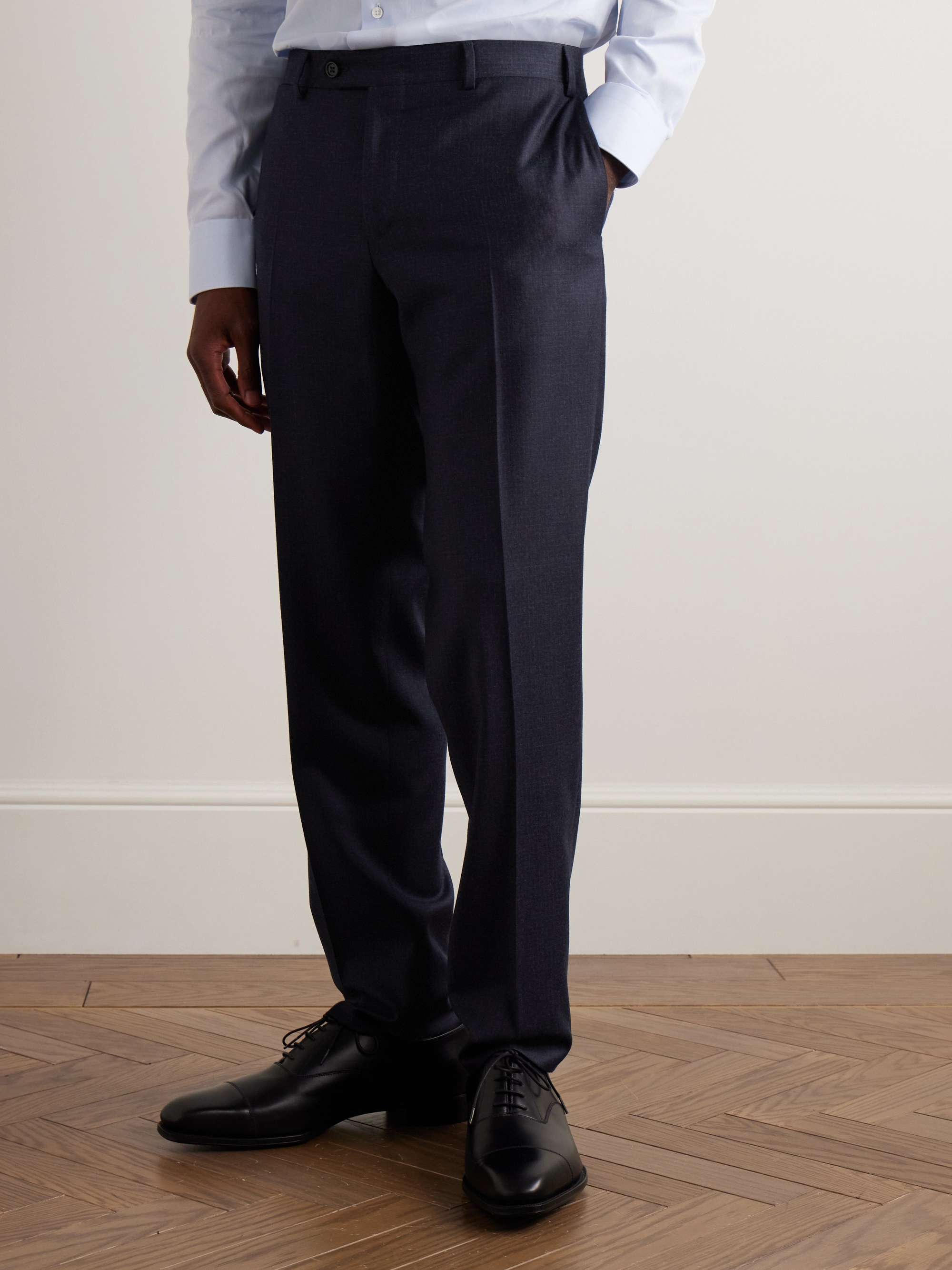 Slim-Fit Checked Wool Suit Trousers view