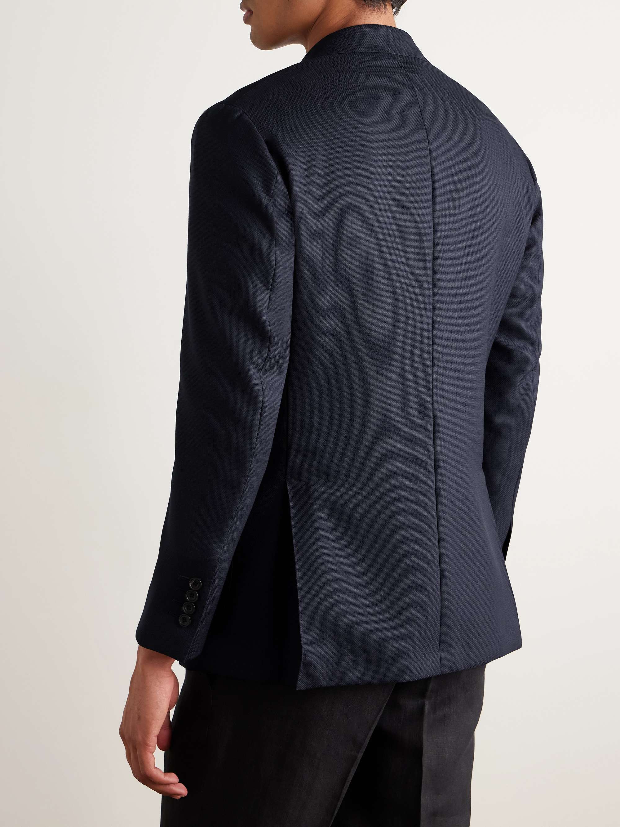 Slim-Fit Double-Breasted Wool-Hopsack Blazer view