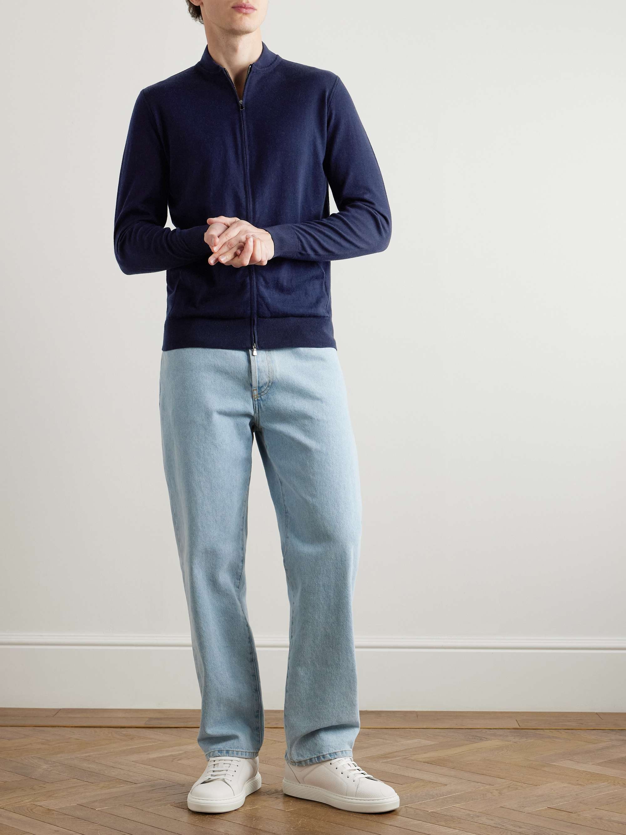 Cotton and Cashmere-Blend Bomber Jacket view