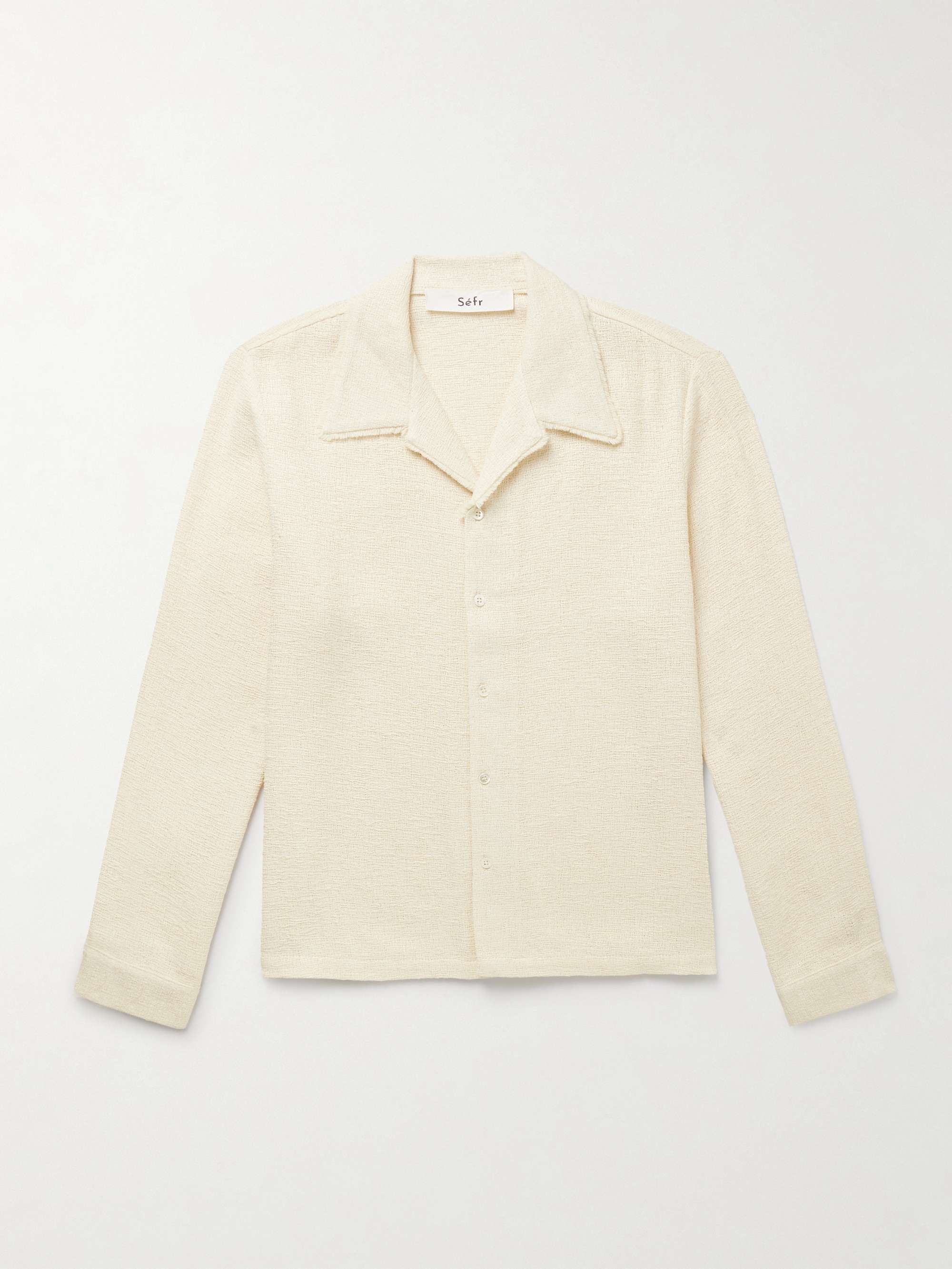 Jagou Camp-Collar Cotton-Blend Tweed Shirt view