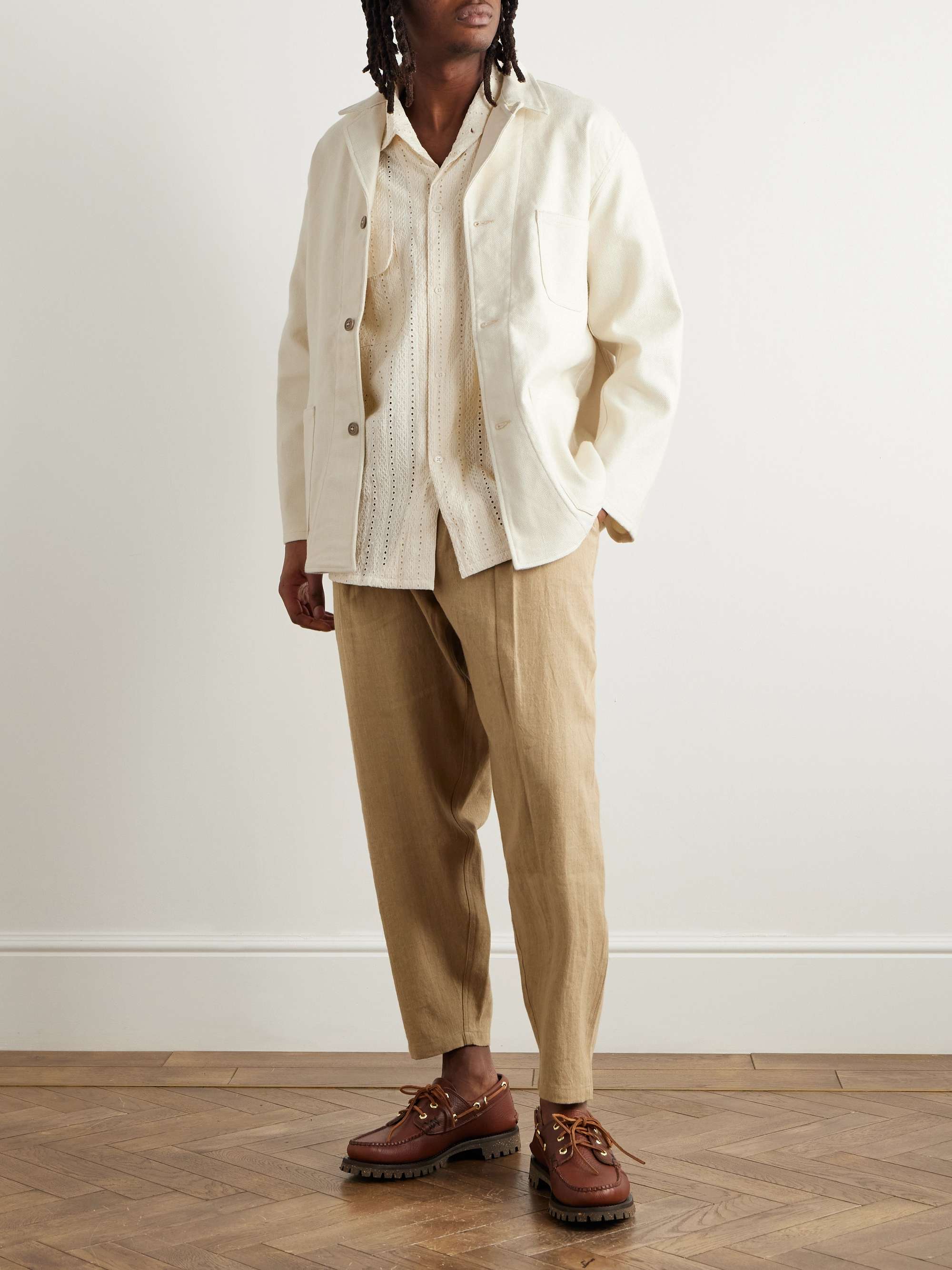 Convertible-Collar Linen and Cotton-Blend Jacket view