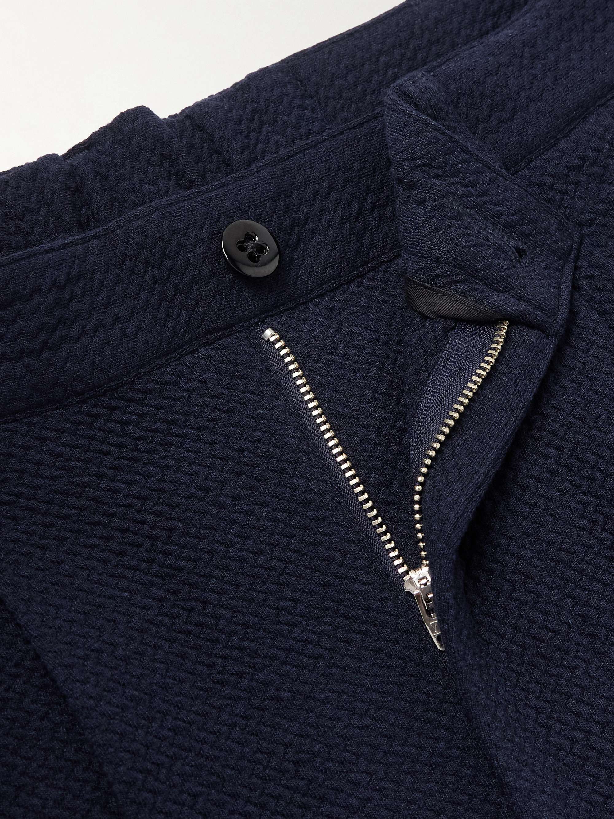 Easy Tapered Pleated Textured-Woven Trousers view