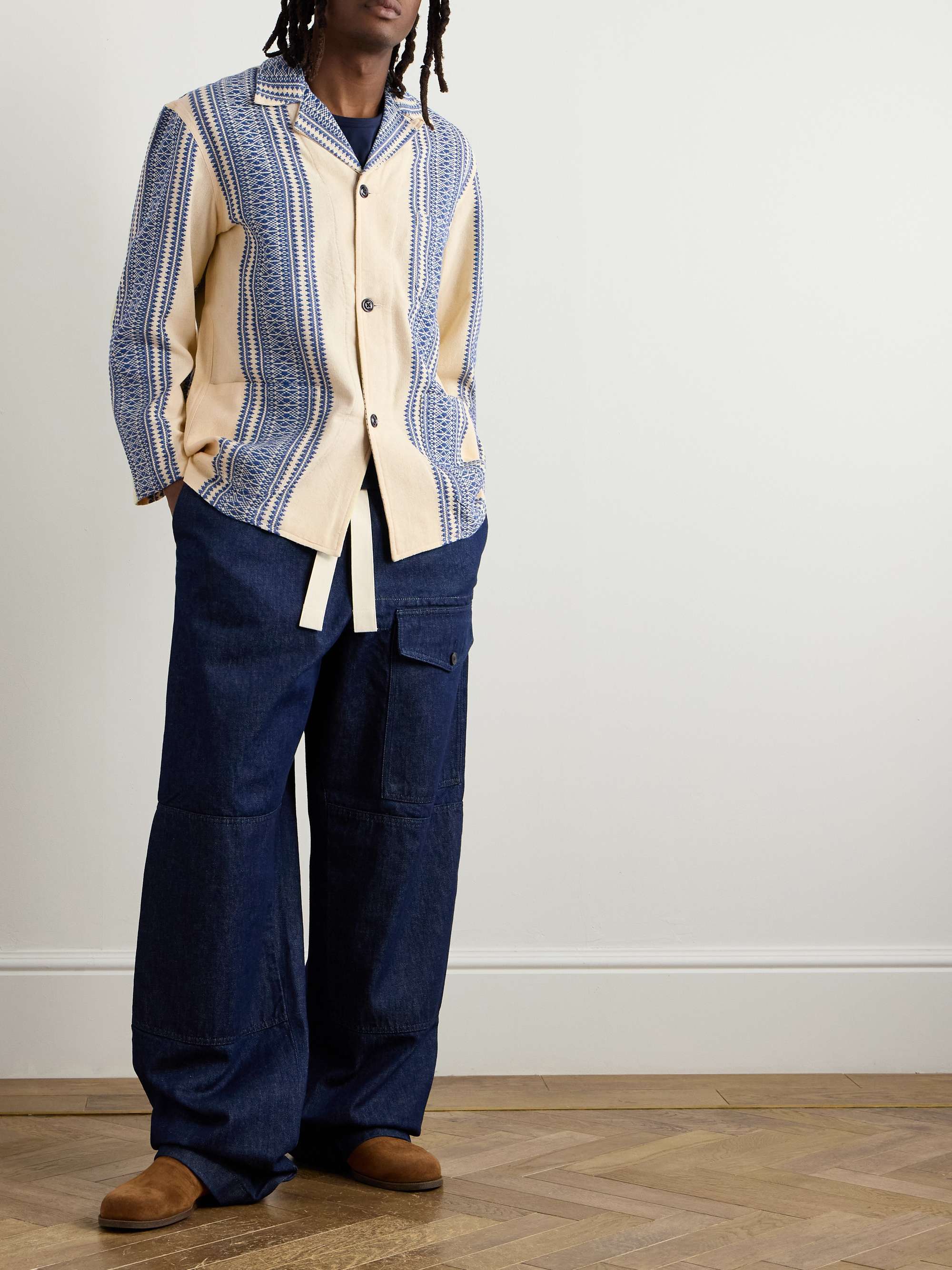 Convertible-Collar Cotton-Jacquard Jacket view