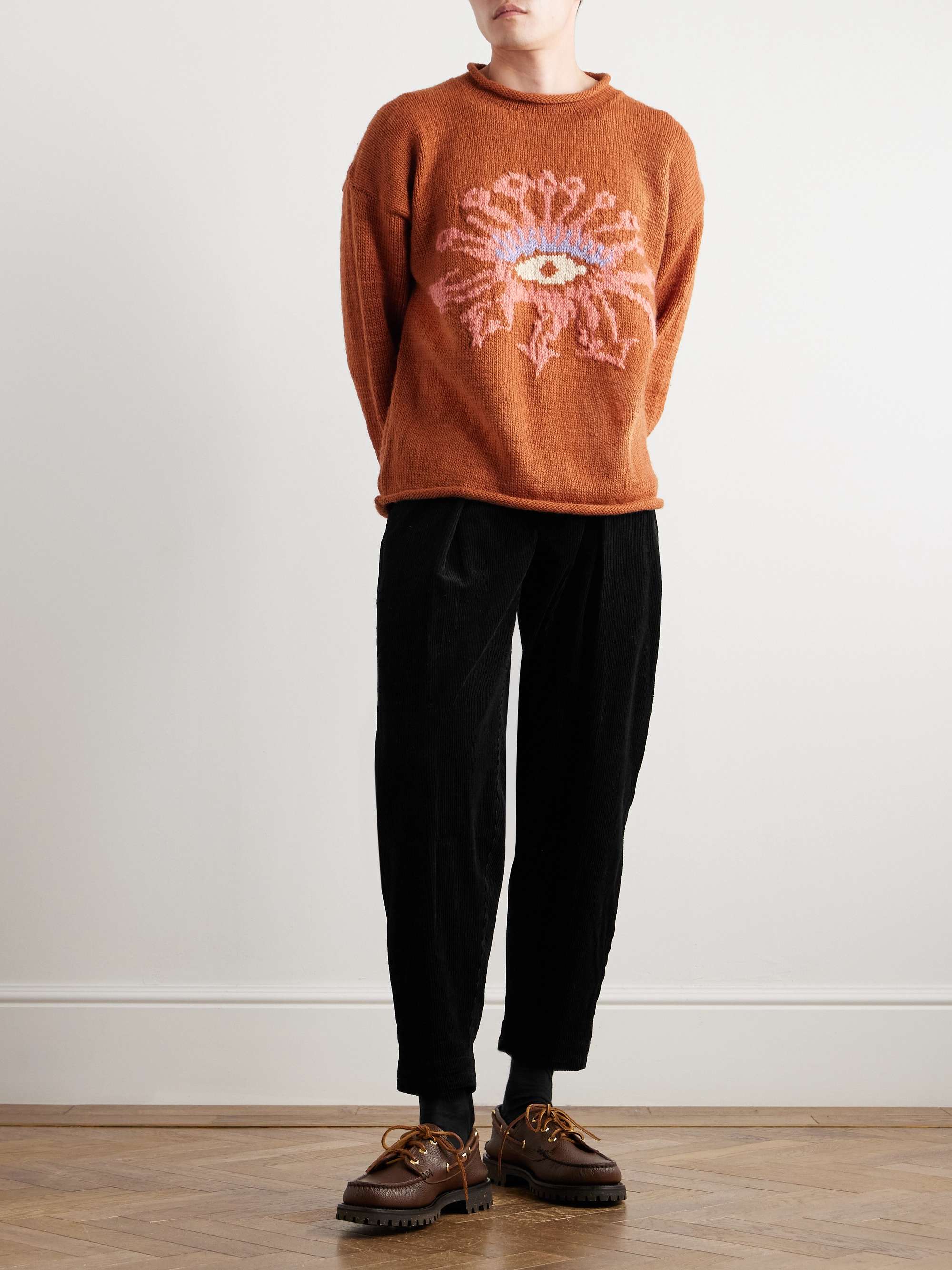Tapered Pleated Cotton-Corduroy Trousers view