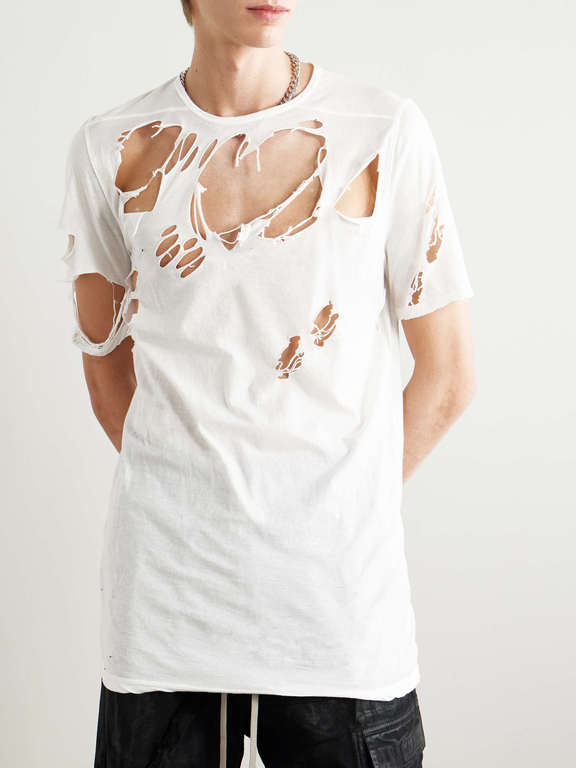 Distressed Cotton-Jersey T-Shirt view