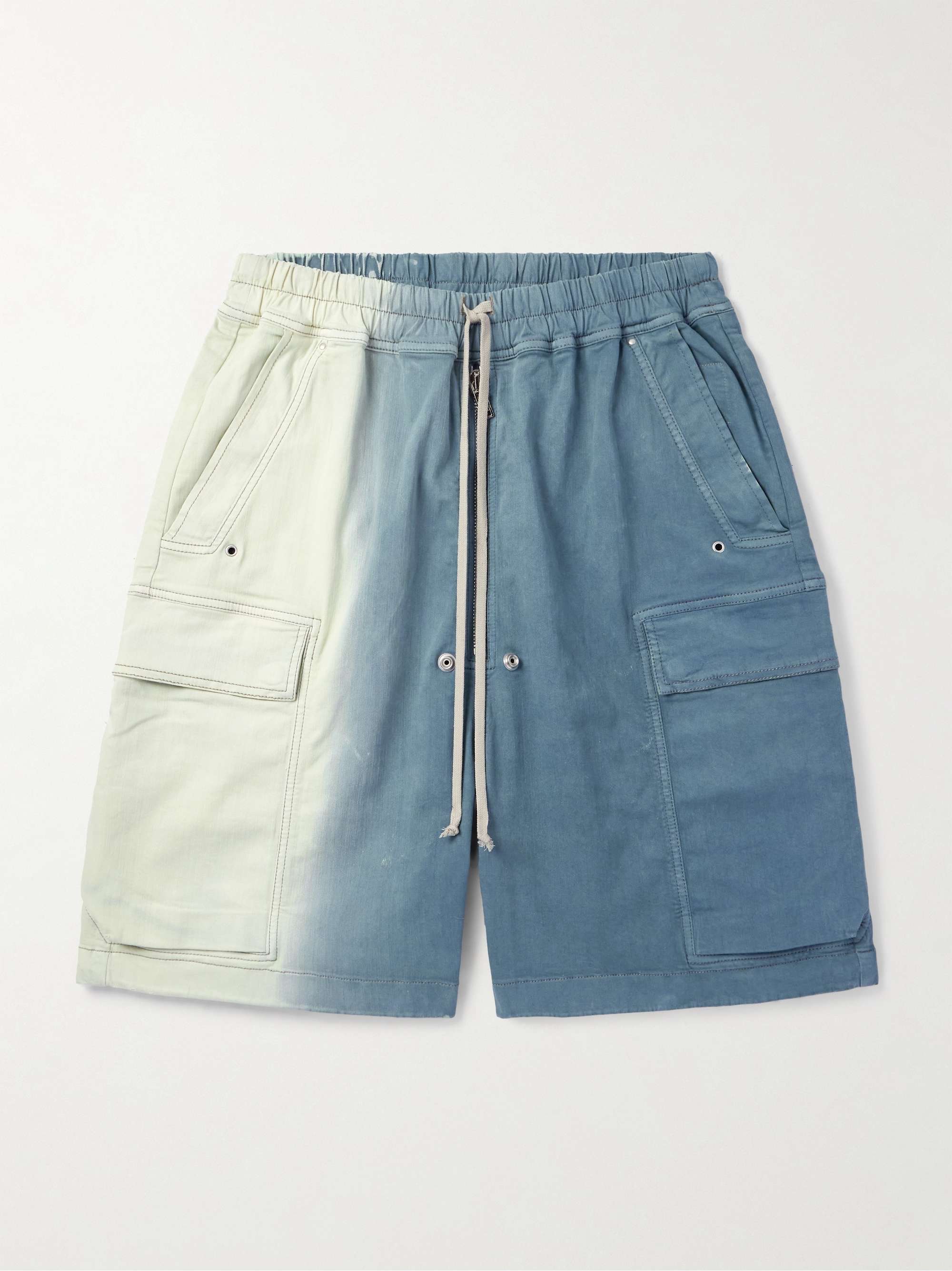 Wide-Leg Dégradé Denim Drawstring Cargo Shorts view
