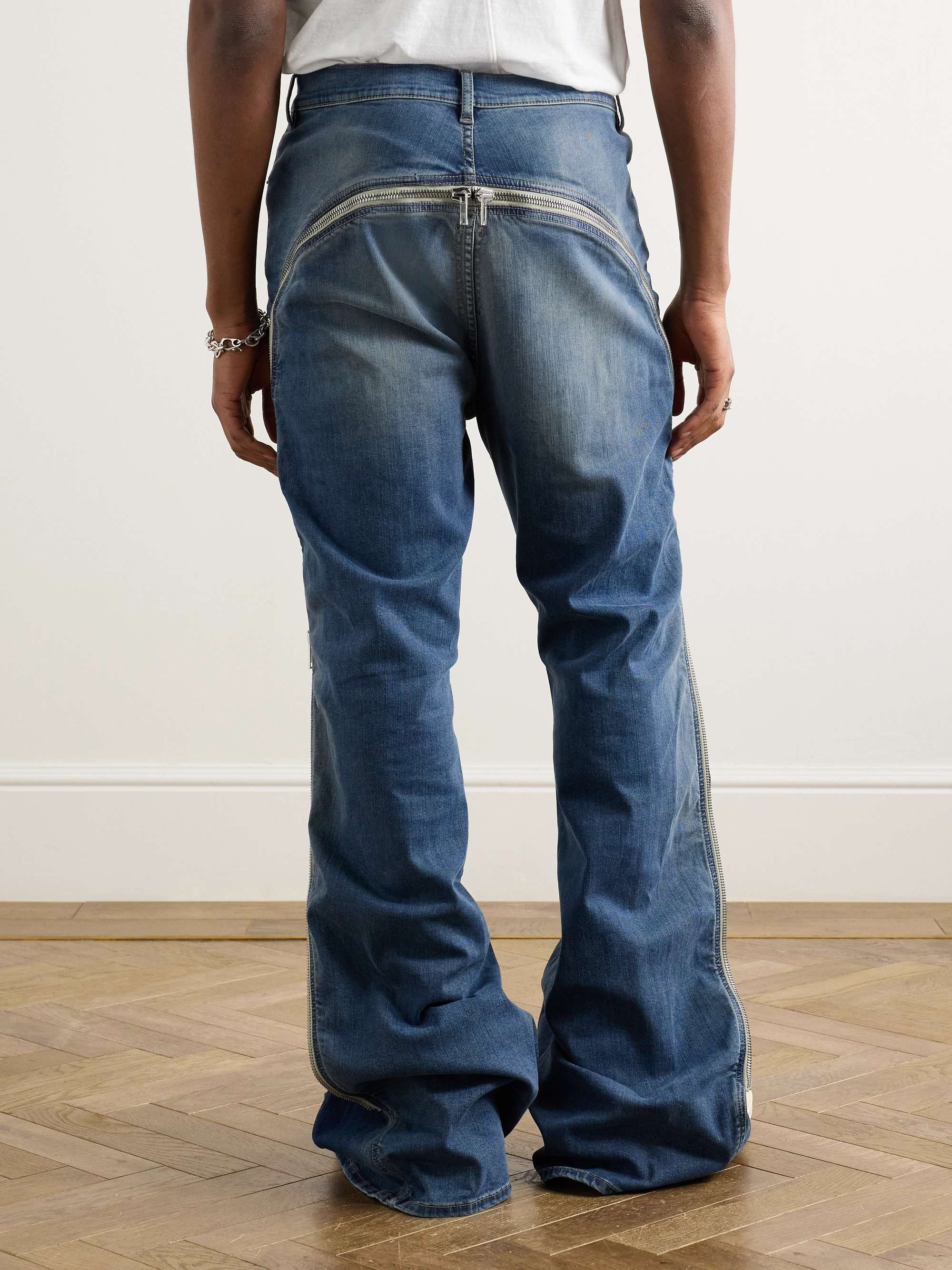 Bolan Banana Wide-Leg Zip-Detailed Waxed Jeans view