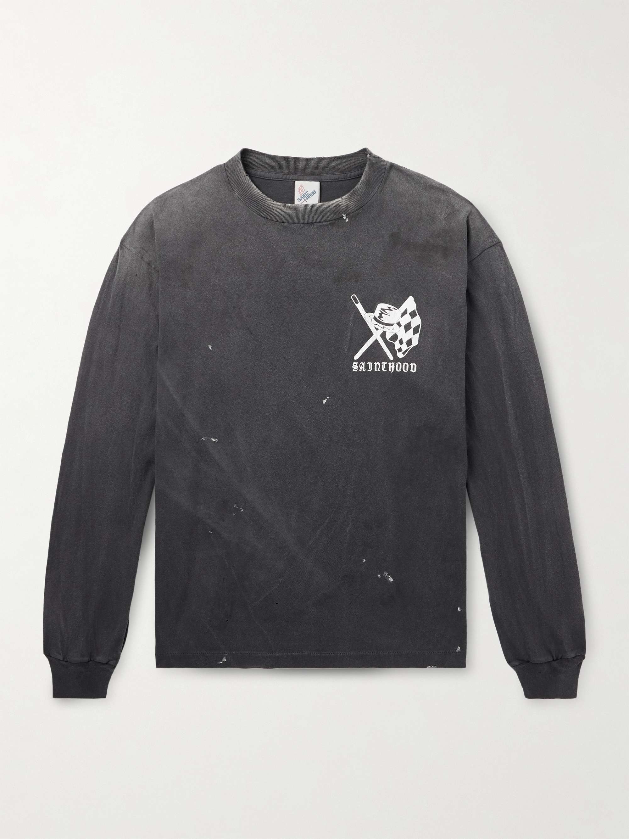 + Neighborhood Speed Kills Distressed Logo-Print Cotton-Jersey T-Shirt view