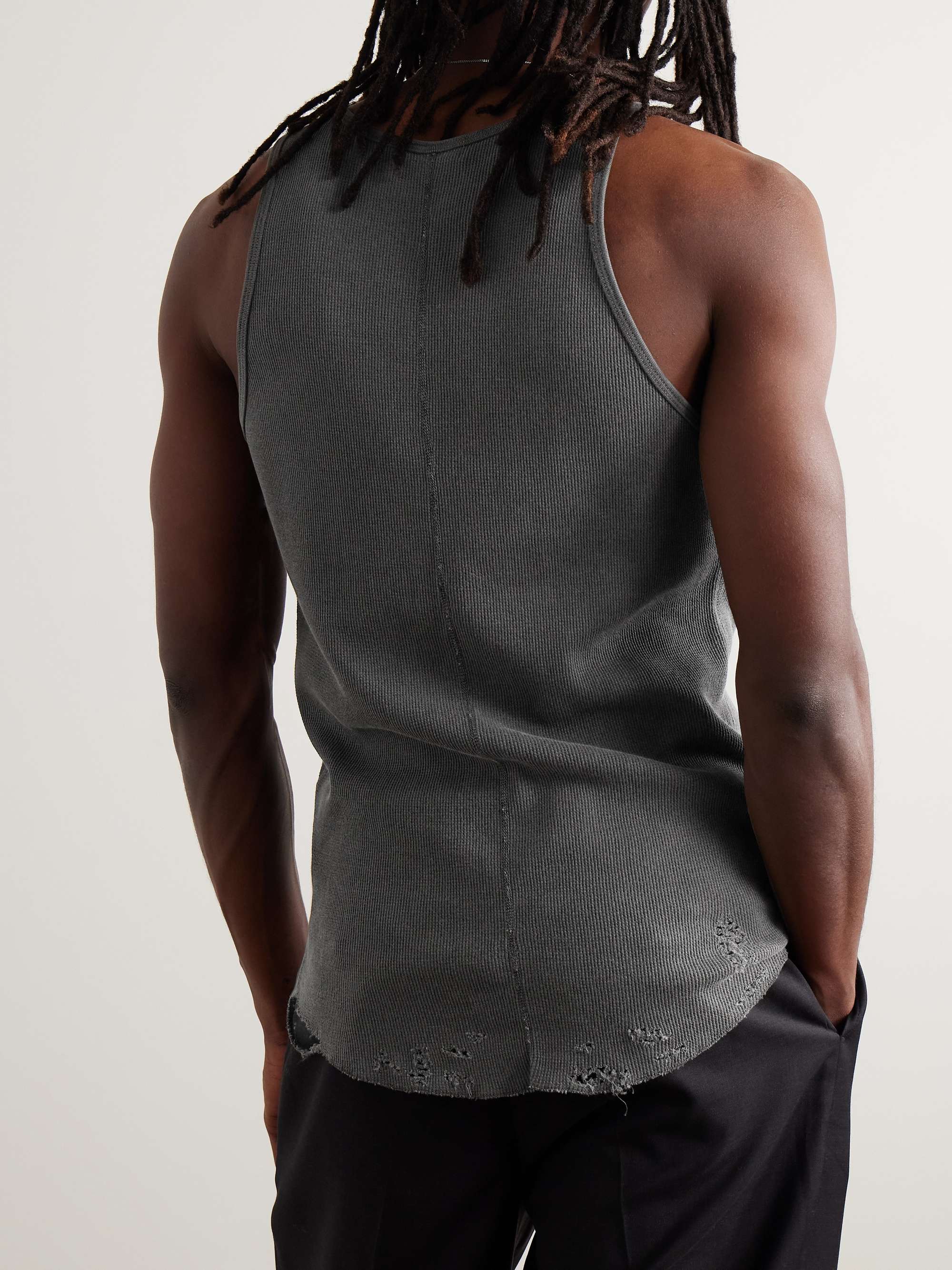 Folsom Slim-Fit Distressed Waffle-Knit Cotton Tank Top view