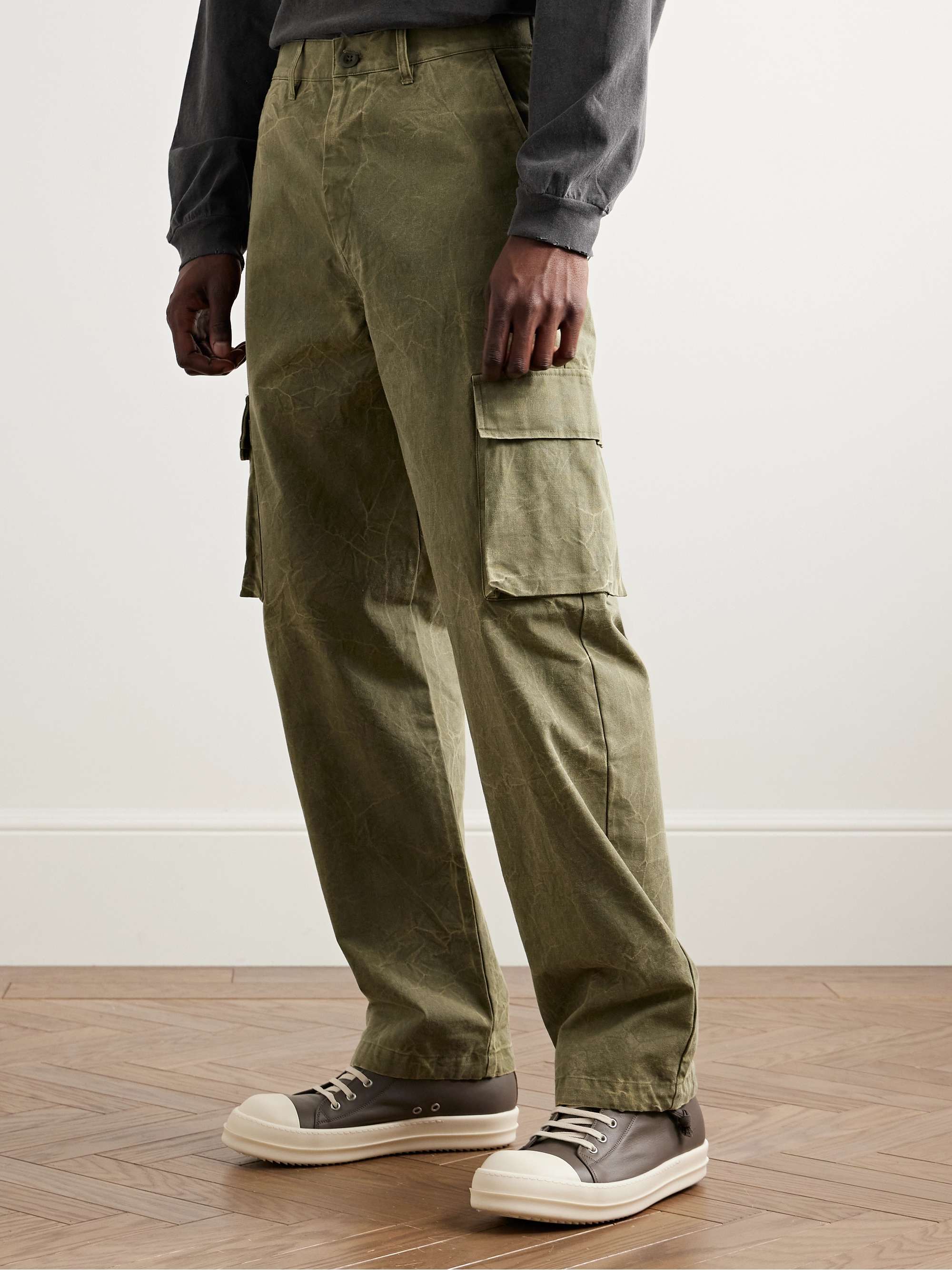 Corpus Straight-Leg Garment-Dyed Cotton-Canvas Cargo Trousers view