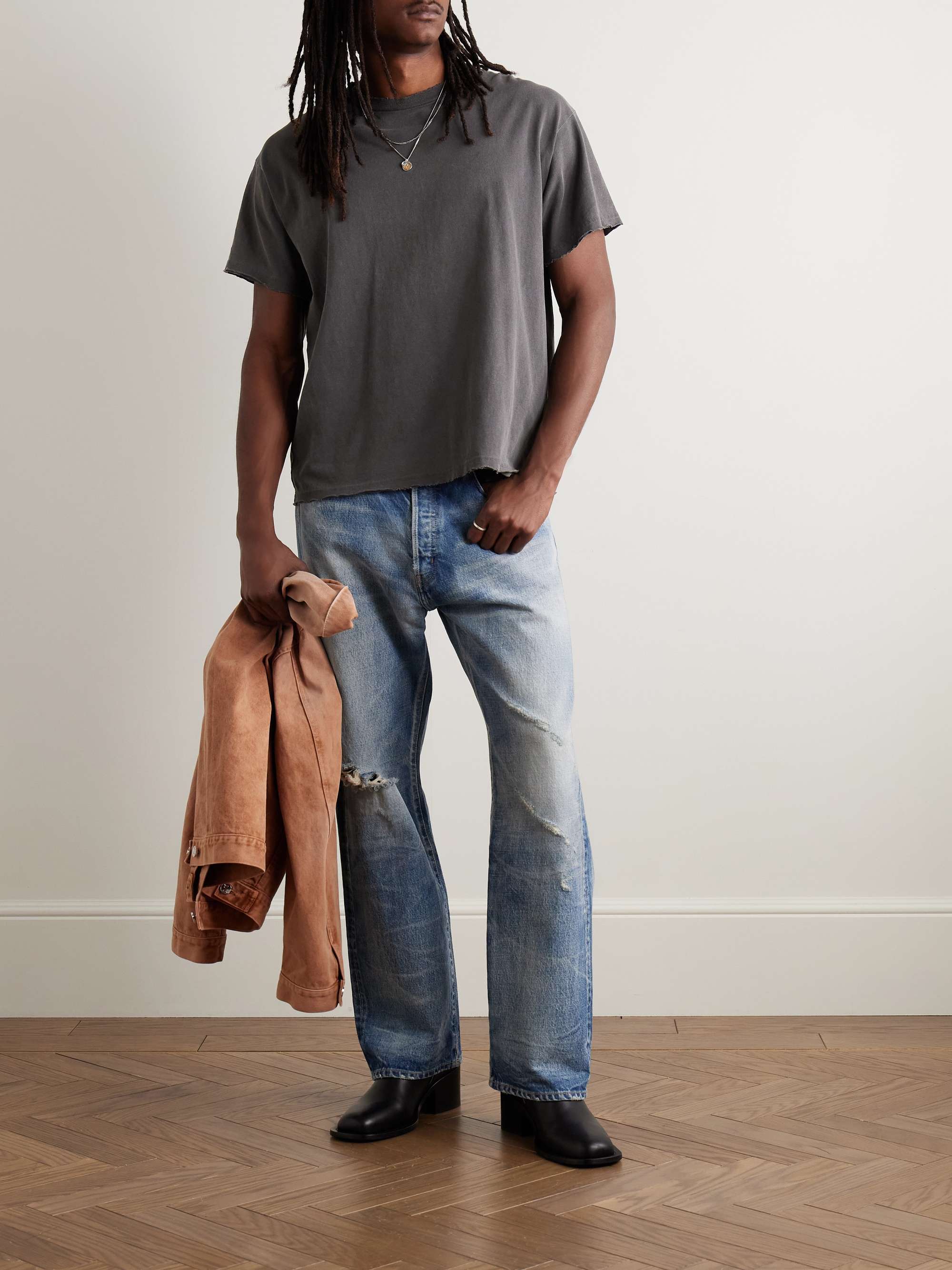 Folsom Distresesd Cotton-Jersey T-Shirt view
