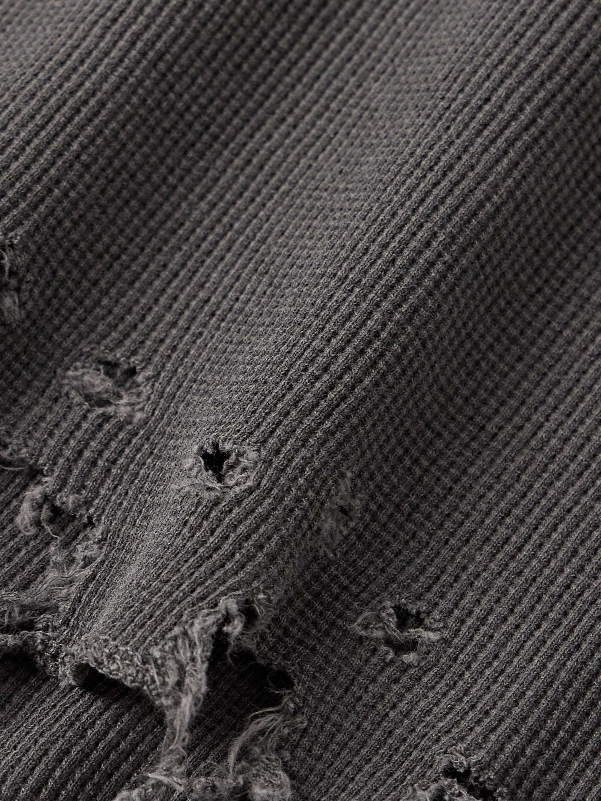 Folsom Distressed Waffle-Knit Cotton T-Shirt view