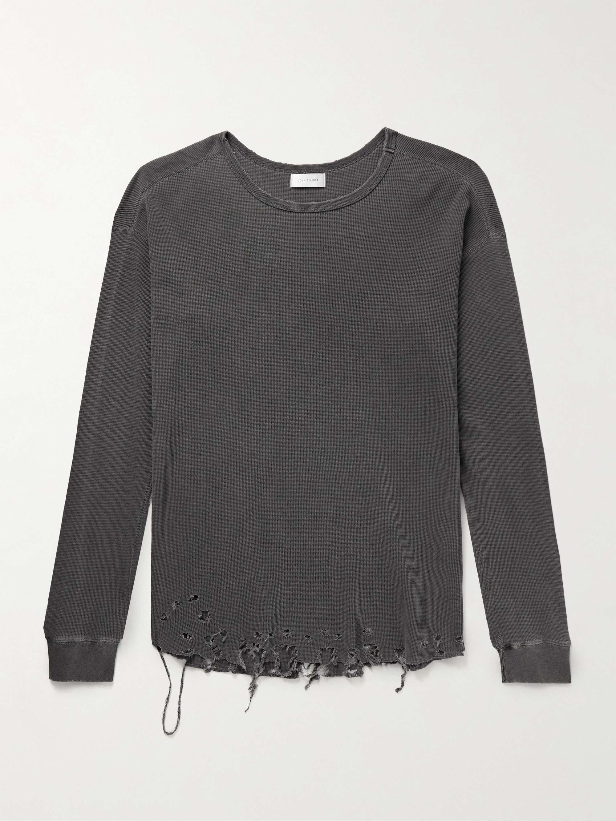 Folsom Distressed Waffle-Knit Cotton T-Shirt view