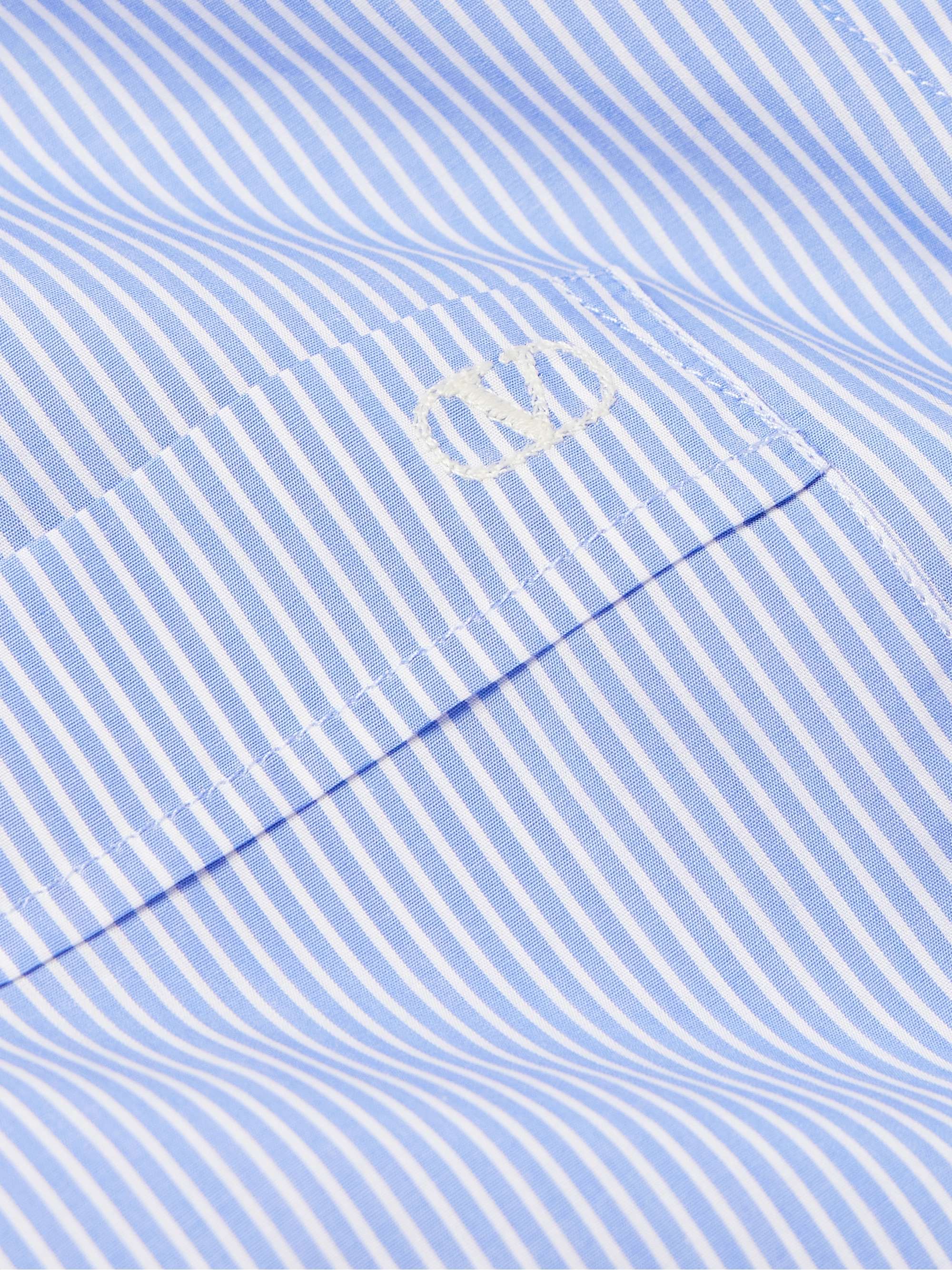 Button-Down Collar Logo-Embroidered Striped Cotton-Poplin Shirt view