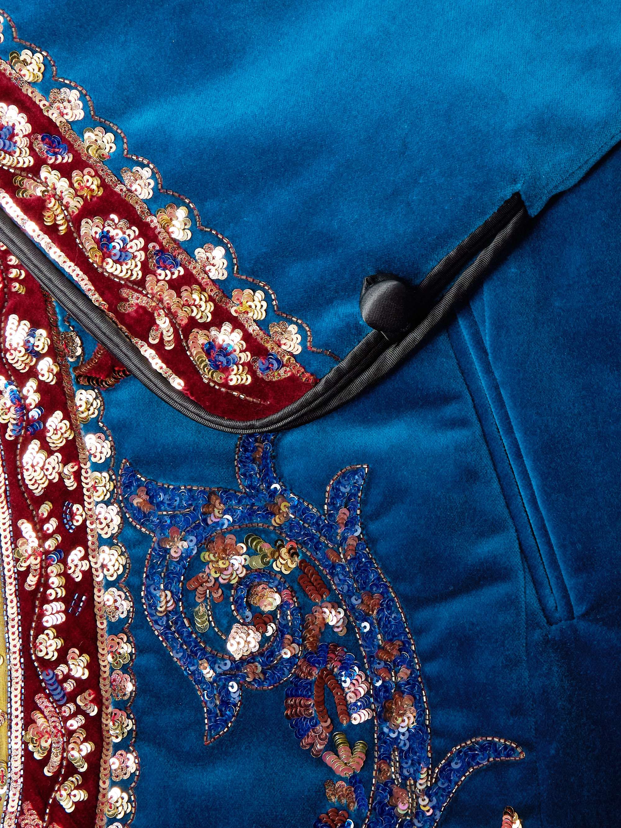 Belted Sequin-Embellished Cotton-Velvet Jacket view