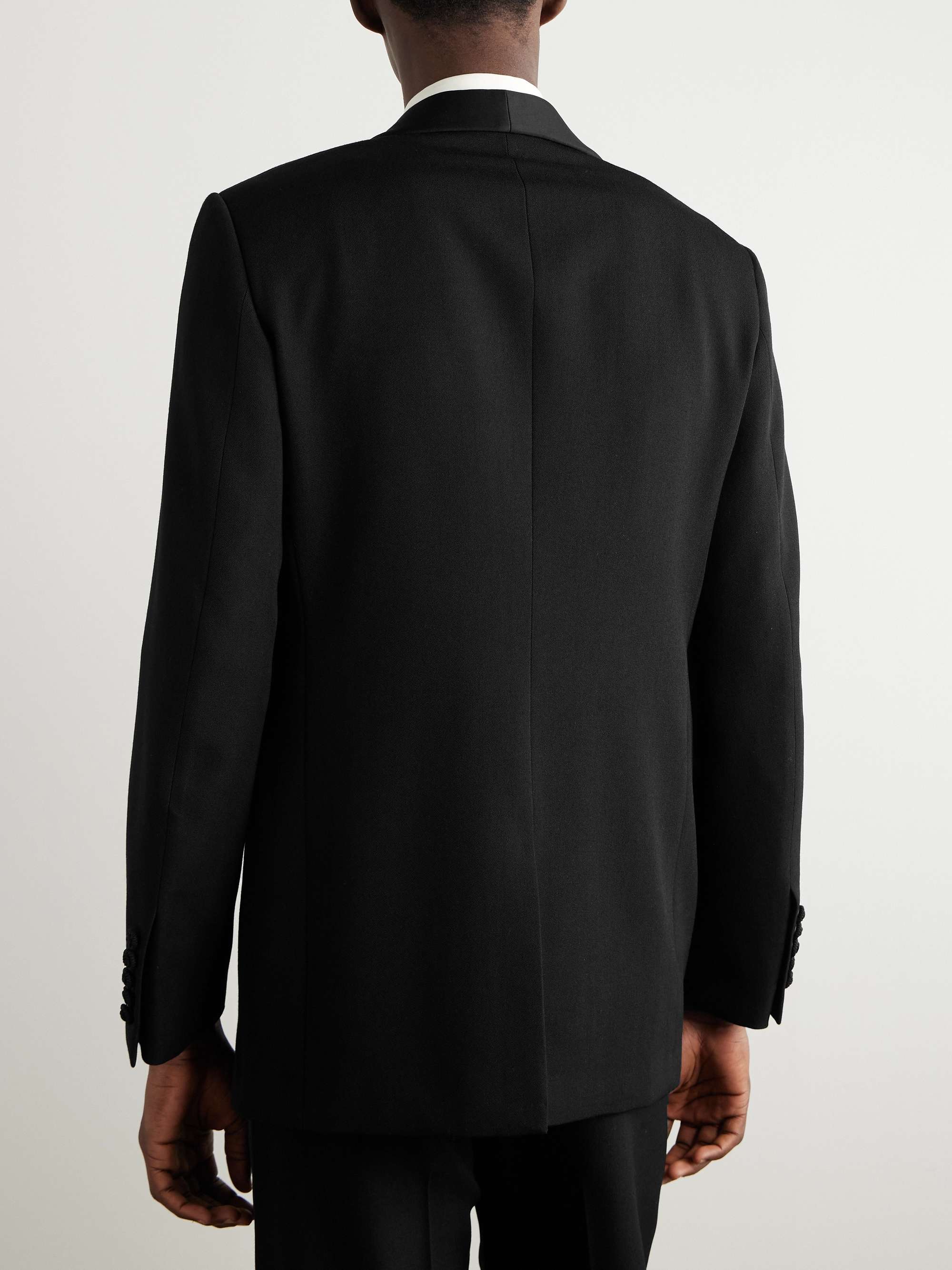 Shawl-Collar Satin-Trimmed Grain de Poudre Wool Tuxedo Jacket view