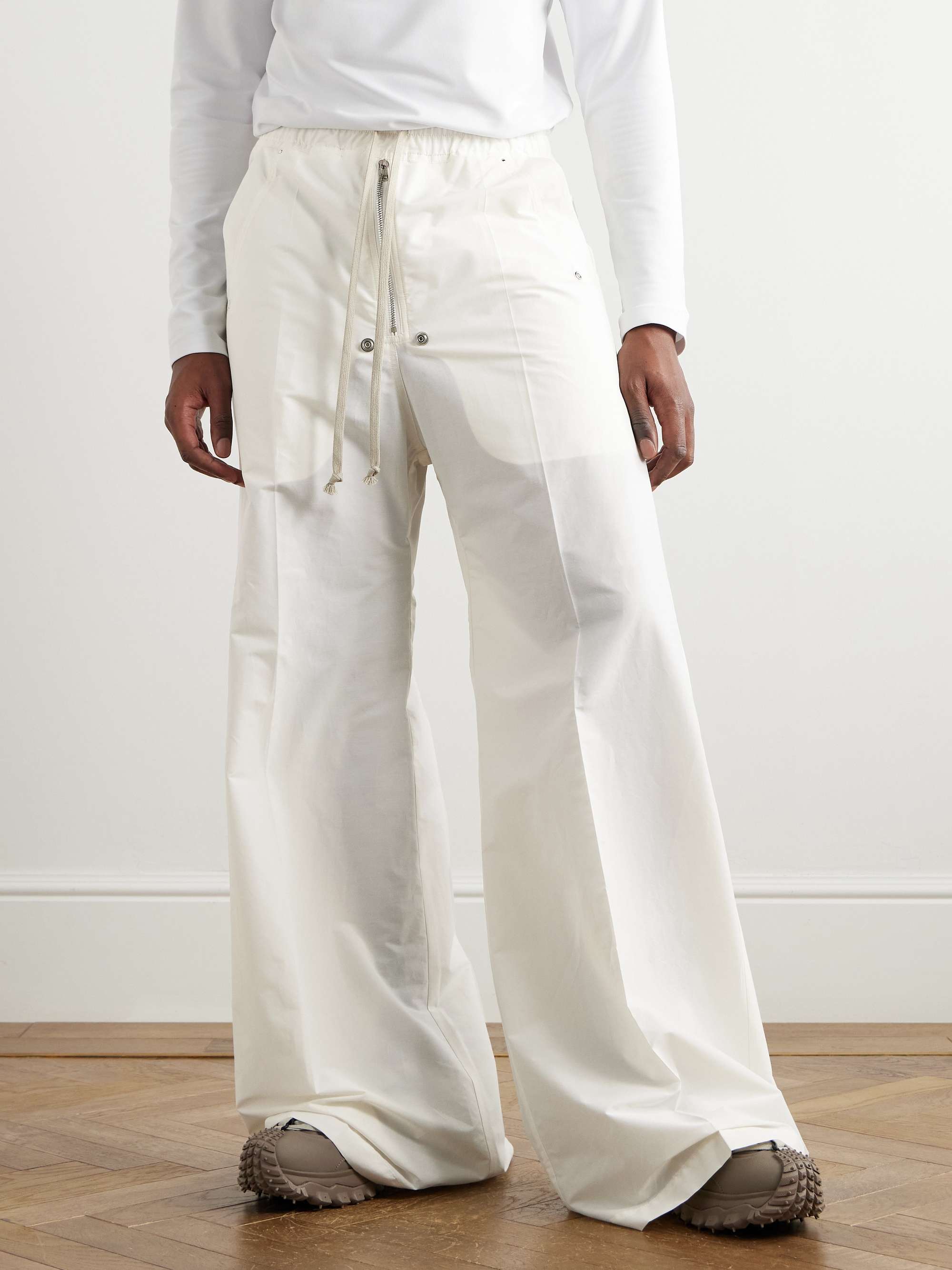 + Moncler Bela Wide-Leg Cotton and Nylon-Blend Drawstring Trousers view