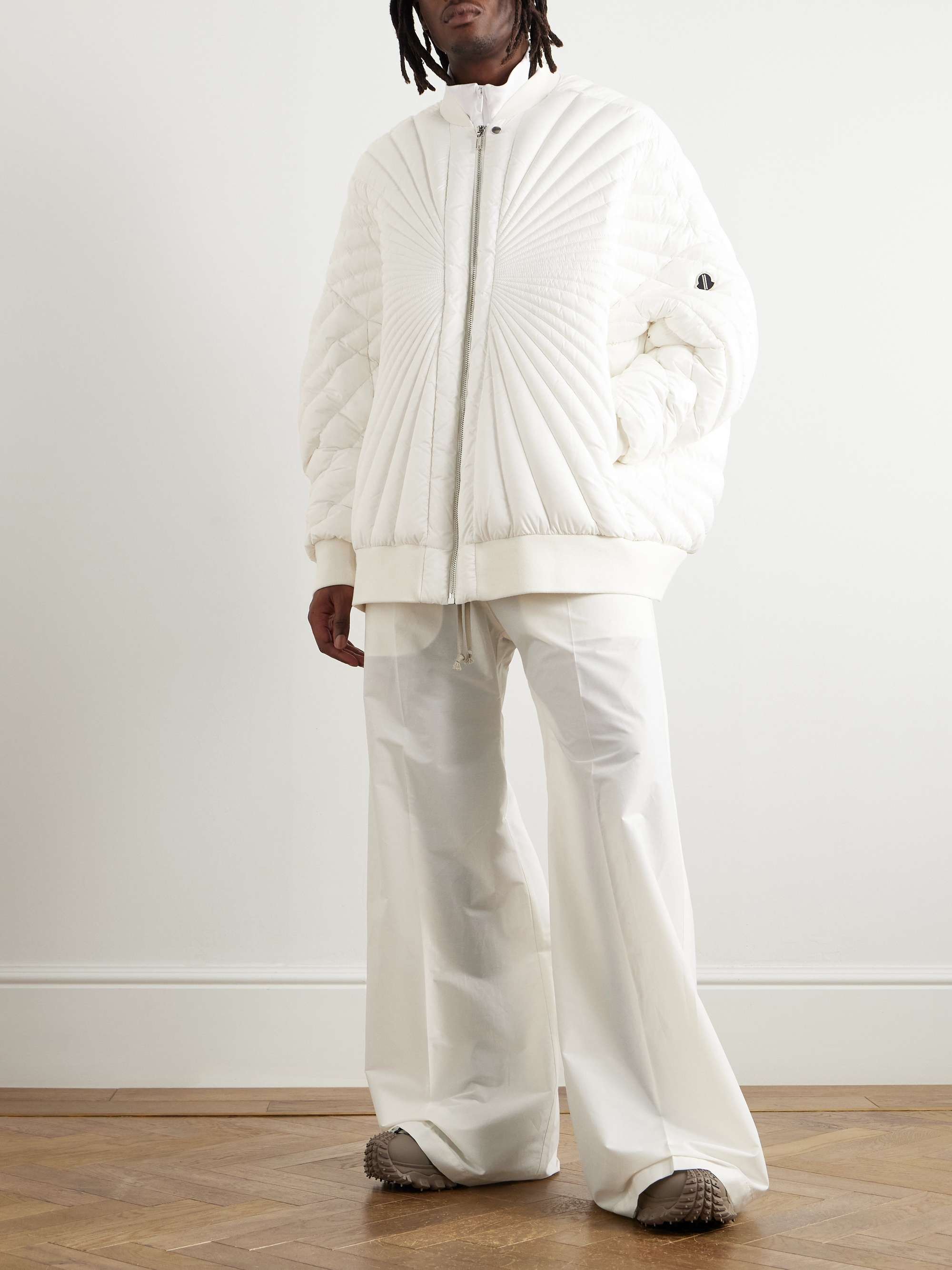 + Moncler Bela Wide-Leg Cotton and Nylon-Blend Drawstring Trousers view