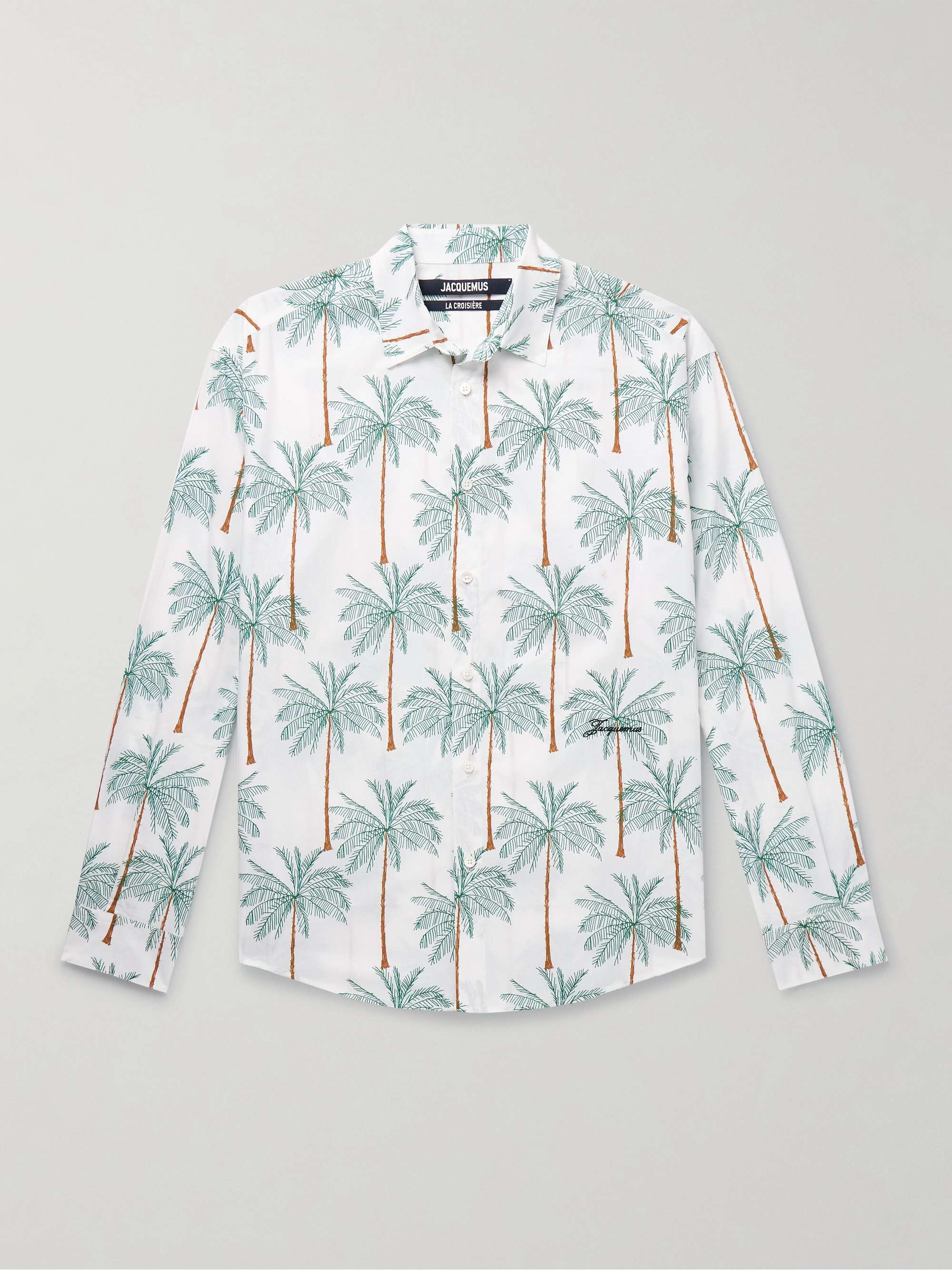 Simon Logo-Embroidered Printed Cotton-Poplin Shirt view