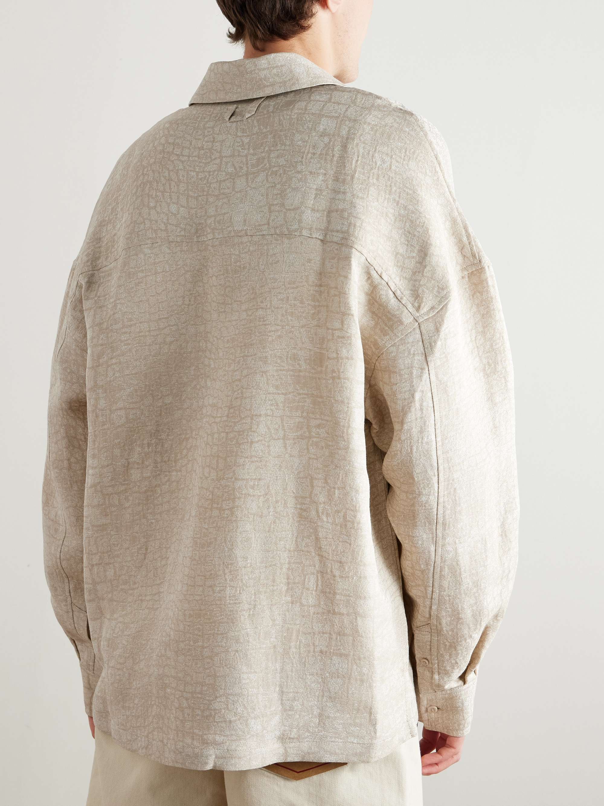 Croc-Effect Linen-Blend Overshirt view