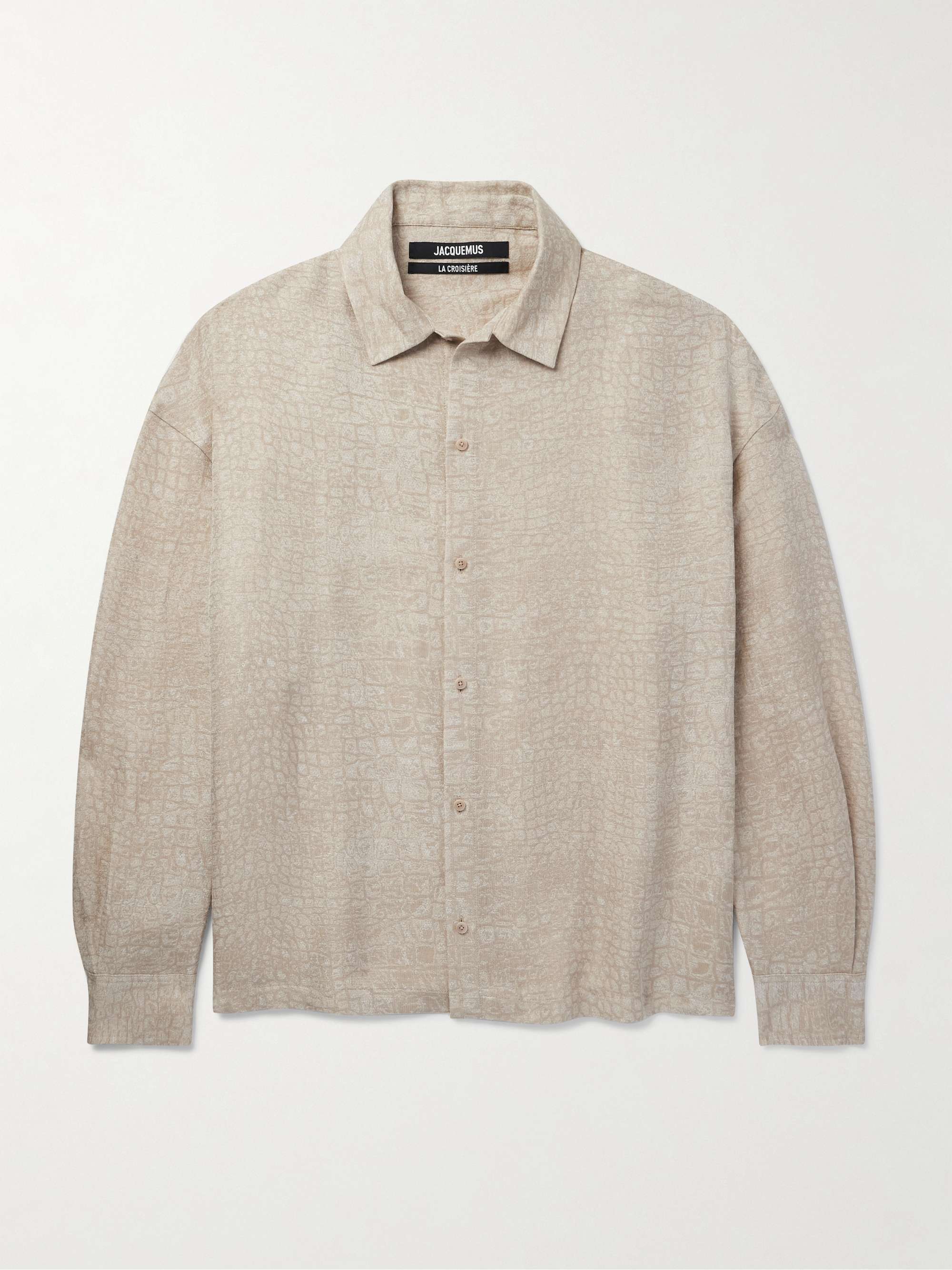 Croc-Effect Linen-Blend Overshirt view
