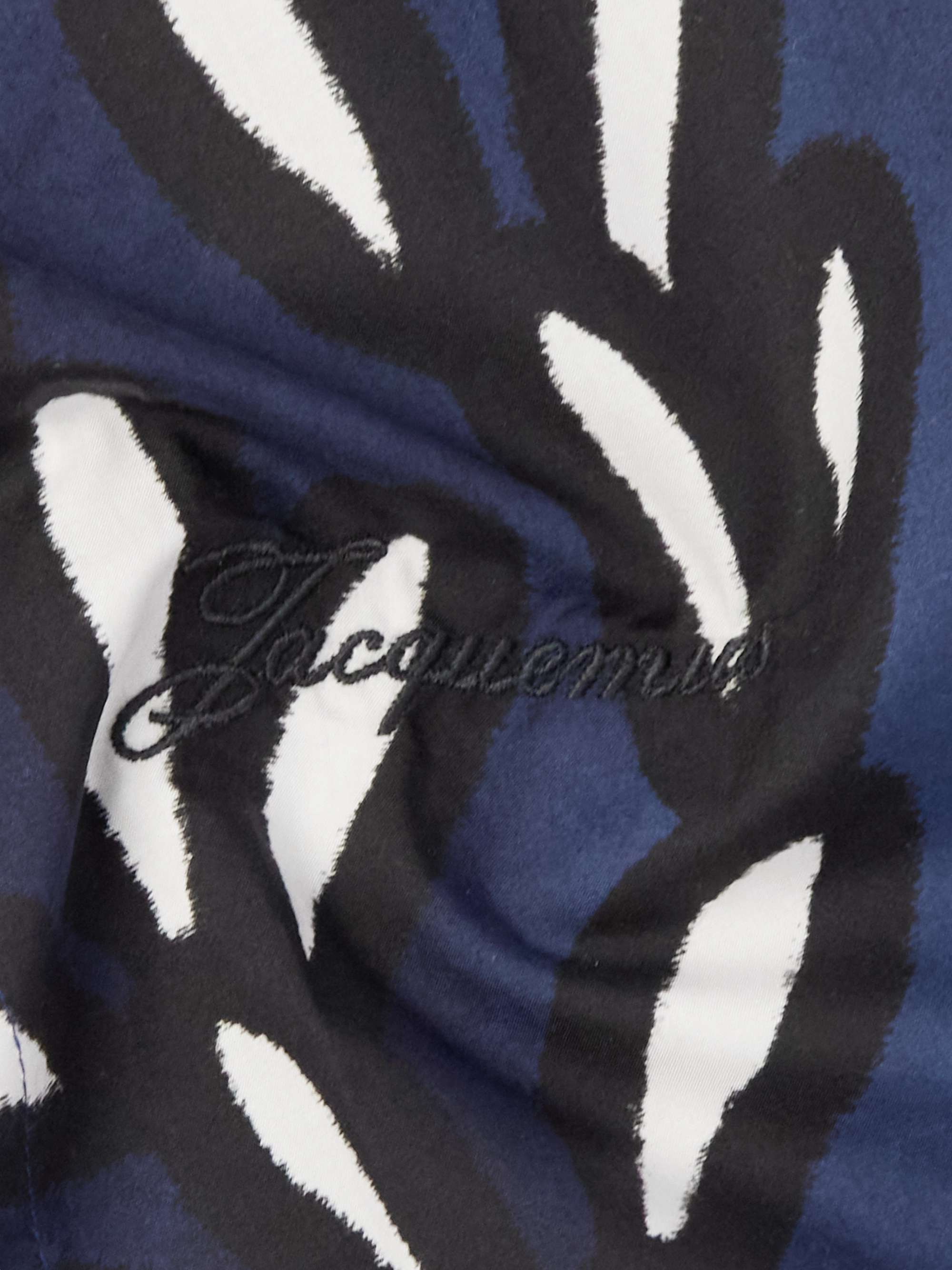 Jean Camp-Collar Logo-Embroidered Printed Cotton Shirt view