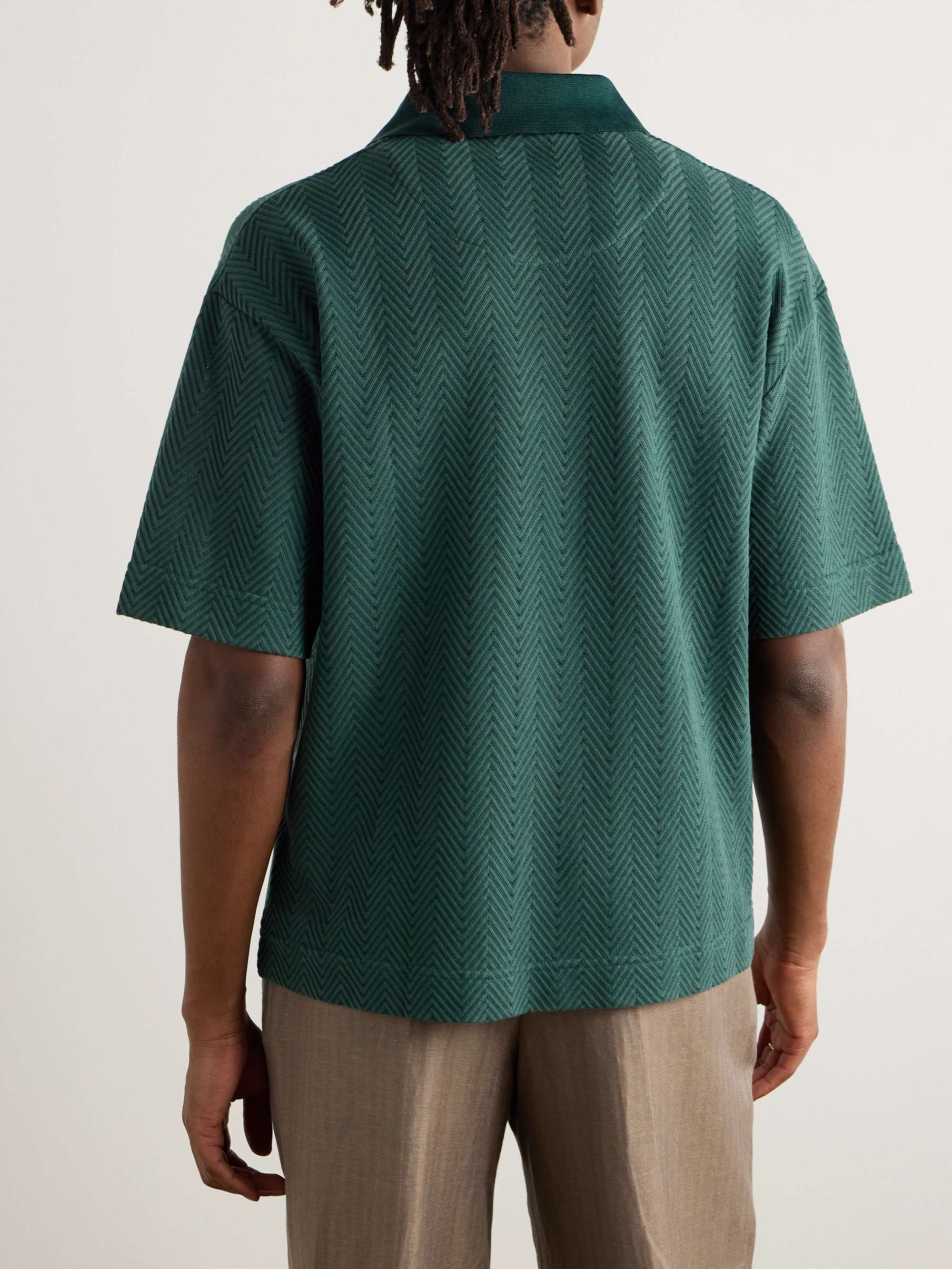 Textured Cotton-Blend Polo Shirt view